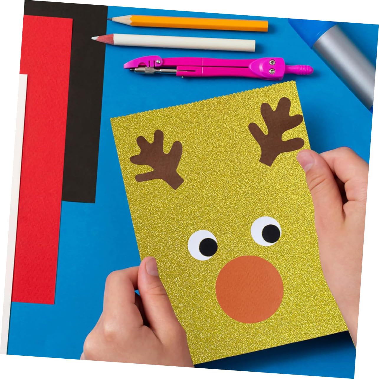 HOMSFOU Carta Cartoncino Glitterato A4 50 Pezzi Carta Lucida Materiale per Scrapbooking e Creazione Biglietti