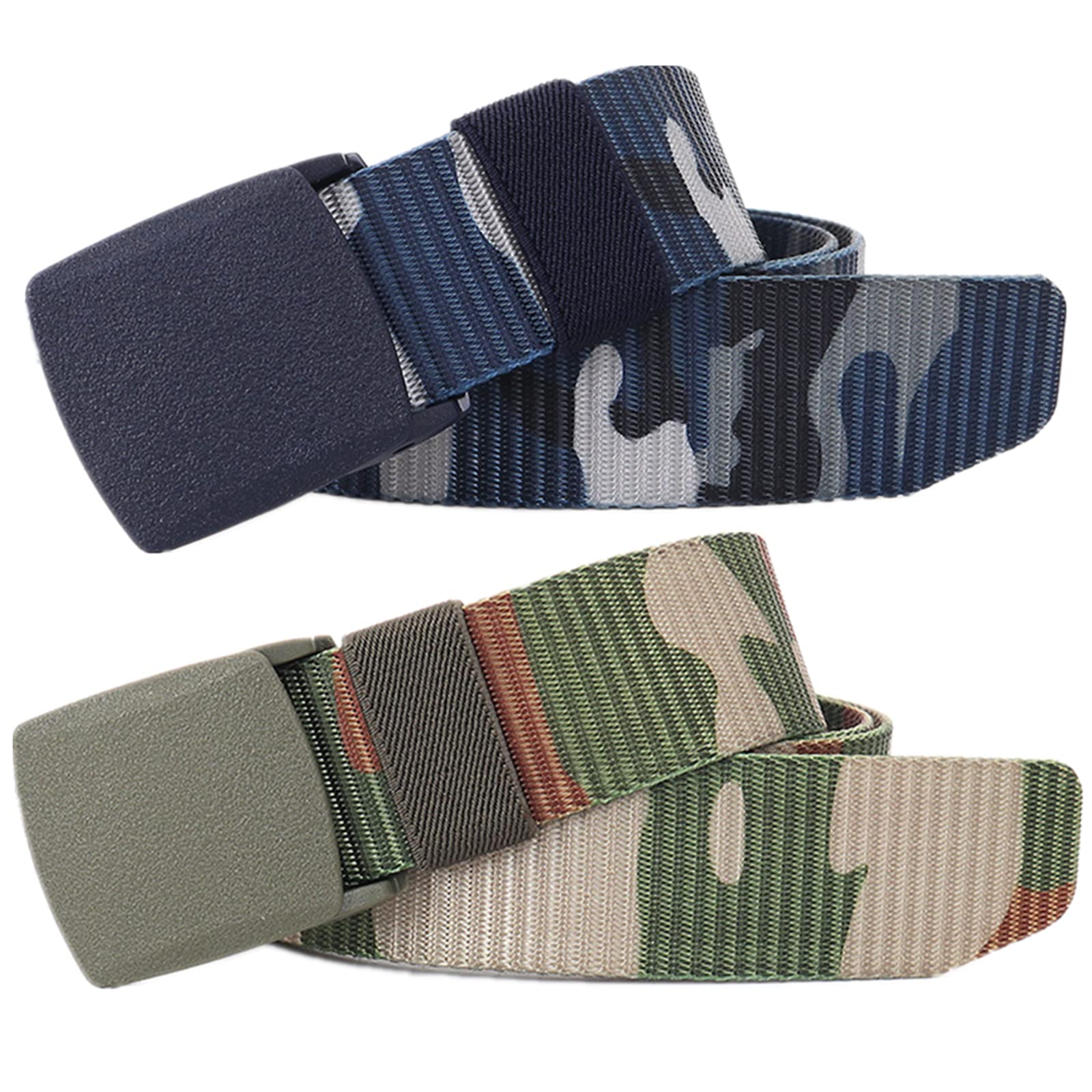 Cintas de nylon Cinturones for hombre, de nailon militar táctico de camuflaje con hebilla sin metal (paquete de 2)