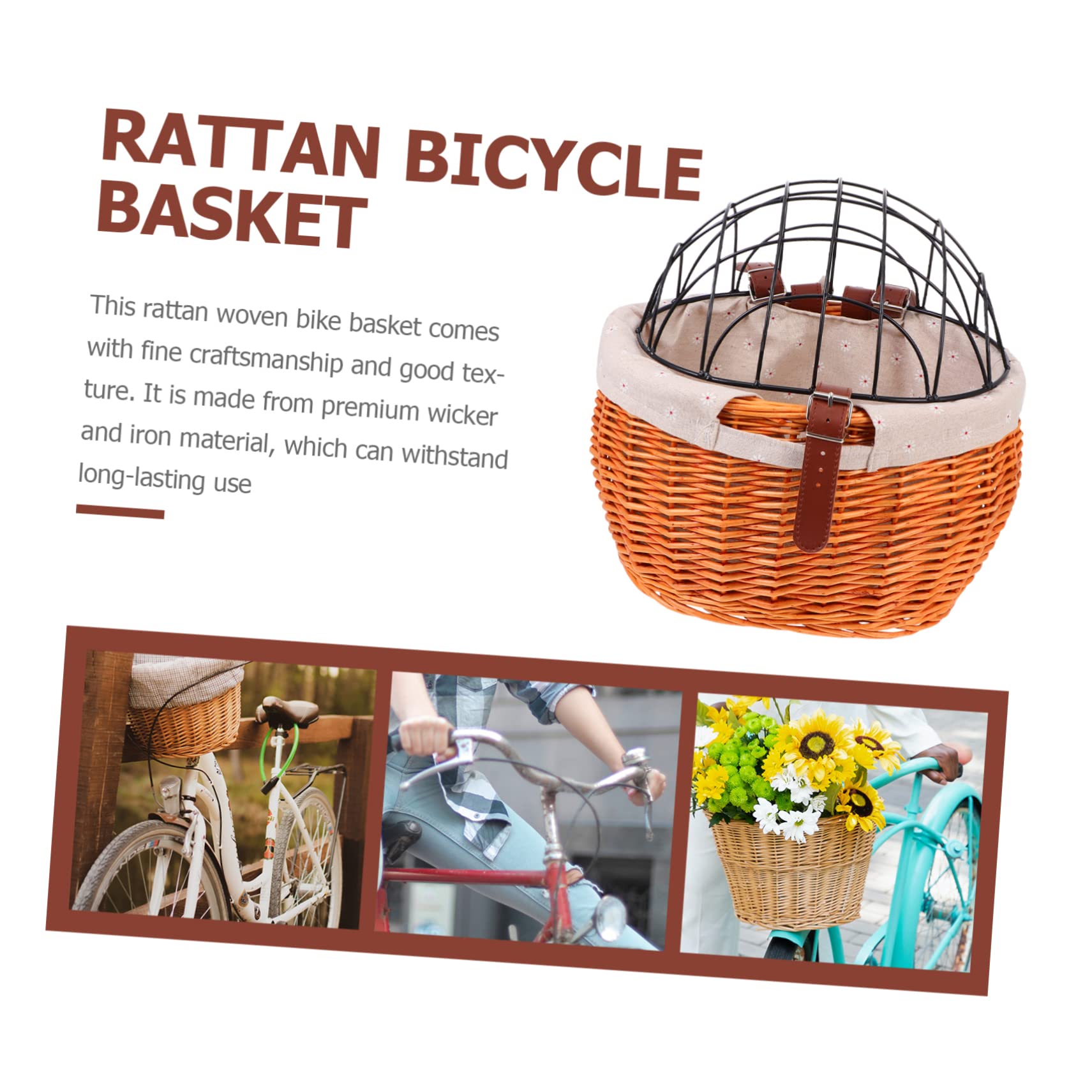 HEMOTON Panier Vélo Osier Tressé pour Animaux Chat Chien Panier De Vélo De Rangement Robuste Installation Facile Et Rapide