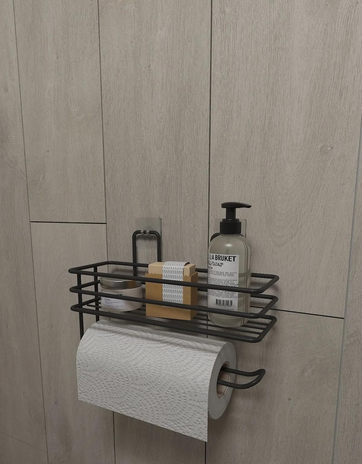 Alper Banyo Yapışkanlı Raflı Kağıt Rulo Havluluk Peçetelik Havlu Kağıltlık Siyah Banyo Mutfak Düzenleyici Raf Banyo Düzenleyici Mutfak Rafı