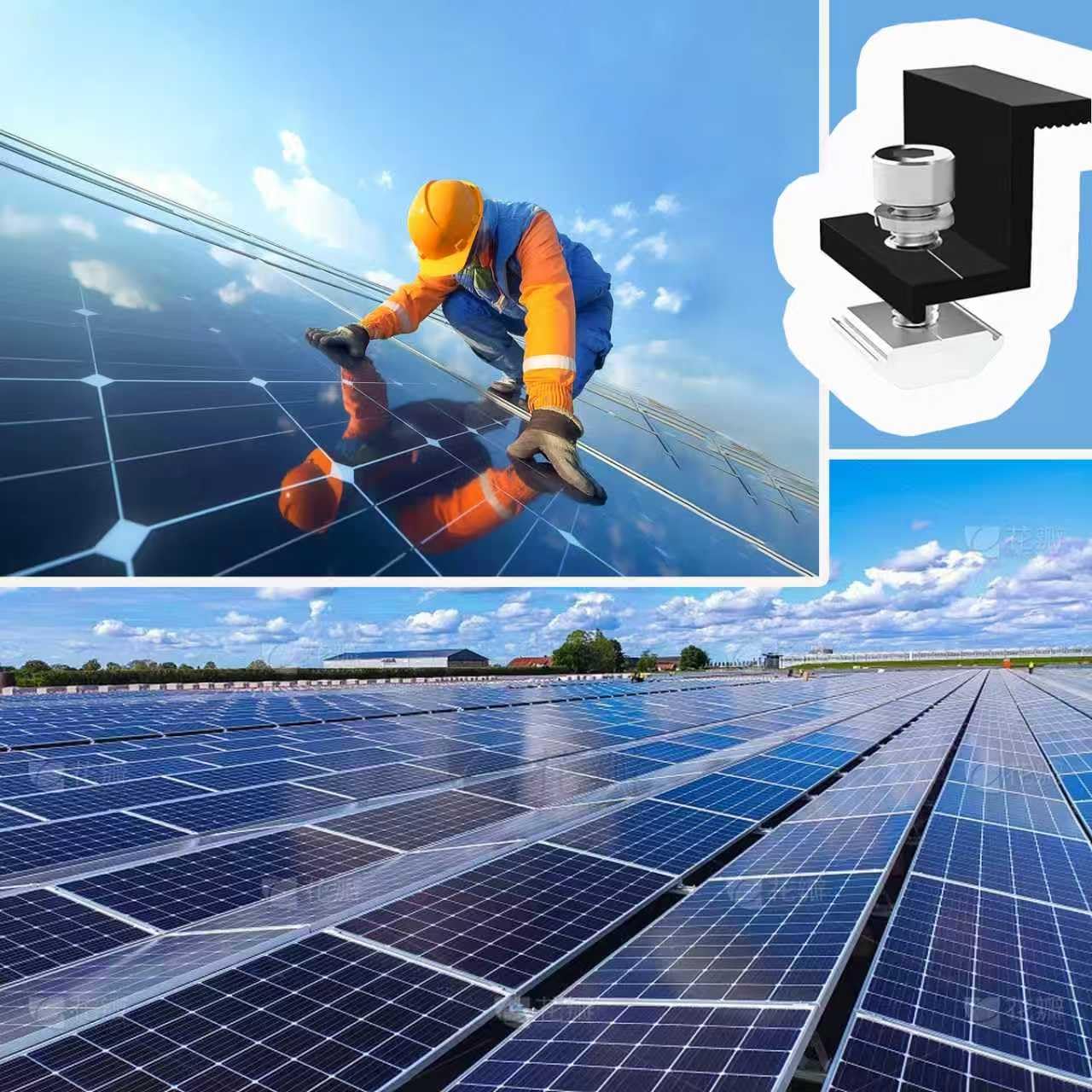 8 pezzi supporto per modulo solare da 40 mm, morsetti terminali terminali in alluminio PV nero, pannello solare con supporto a Z, morsetto solare regolabile per tetti, camper, barche e pareti
