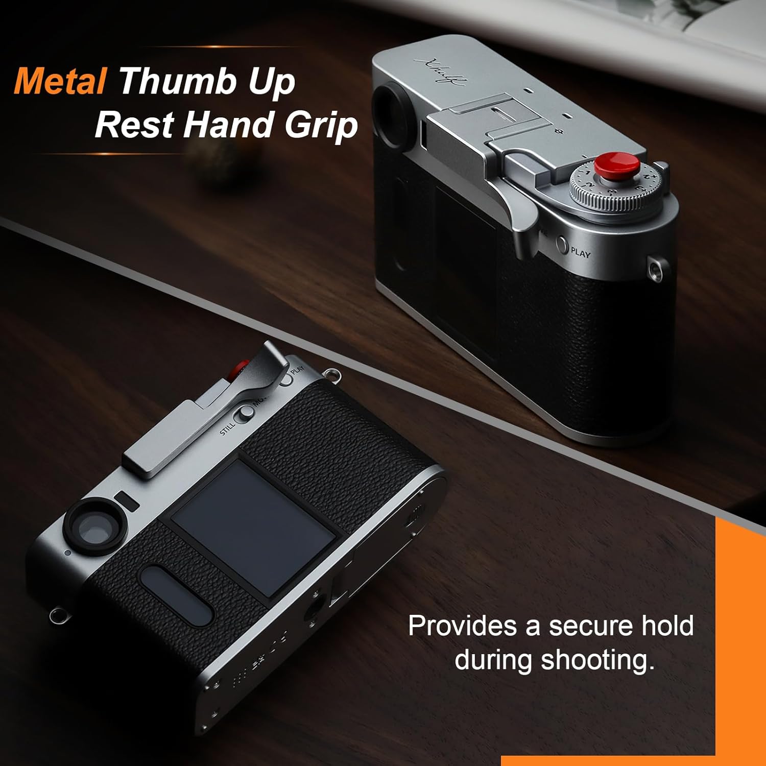Haoge Metal Thumb Up Grip for Fujifilm X Half Camera Digital Accessories X-Half Hot Shoe Thumb Up Rest Support Handgrip Silver THB-XHALF-S - Image 3
