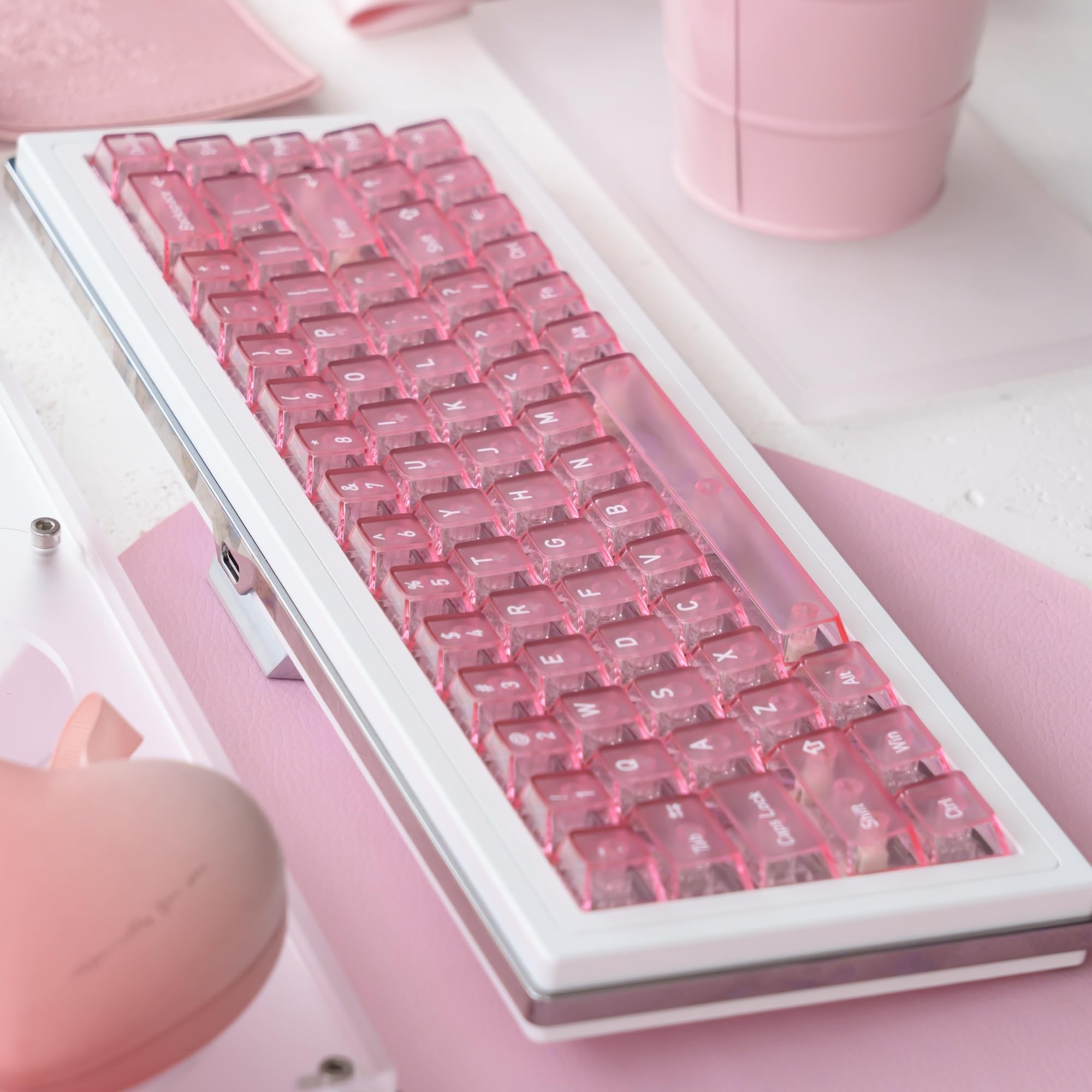 Amazon.com: GUUKEY Frosted Clear Transparent Keycaps Set, Pink