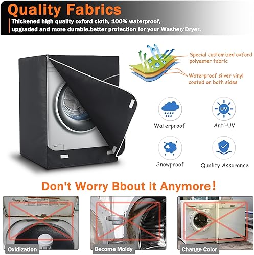 Miniatura 3 de AKEfit Cubierta para lavadorasecadora para carga frontal, cubierta de lavadora impermeable, a prueba de polvo y anti-UV, fundas Oxford resistentes