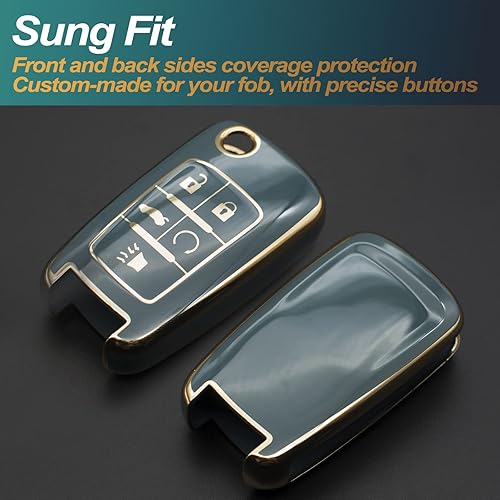 Miniatura 3 de FEYOUN Funda para llavero compatible con Chevy Chevrolet Equinox Camaro Cruze Malibu Sonic Volt Spark Impala Buick Encore Allure TPU remoto sin