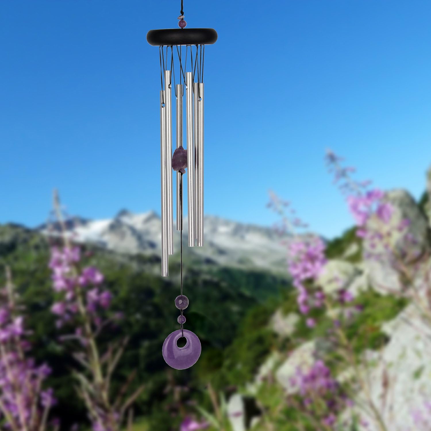 Woodstock Chimes Signature Collection, Woodstock Chakra Chime, 17'' Amethyst Eastern Energies Wind Chimes for Outdoor, Patio, Home or Garden Décor (CCAM)