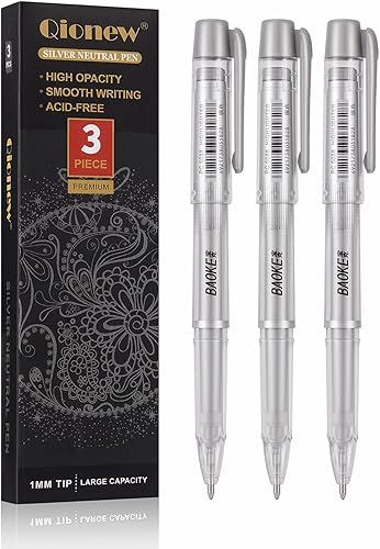 Miniatura 7 de Bolígrafos de gel plateados, punta fina de 0.039 in, juego de bolígrafos de tinta de gel plateado para artistas, para dibujo de papel negro,