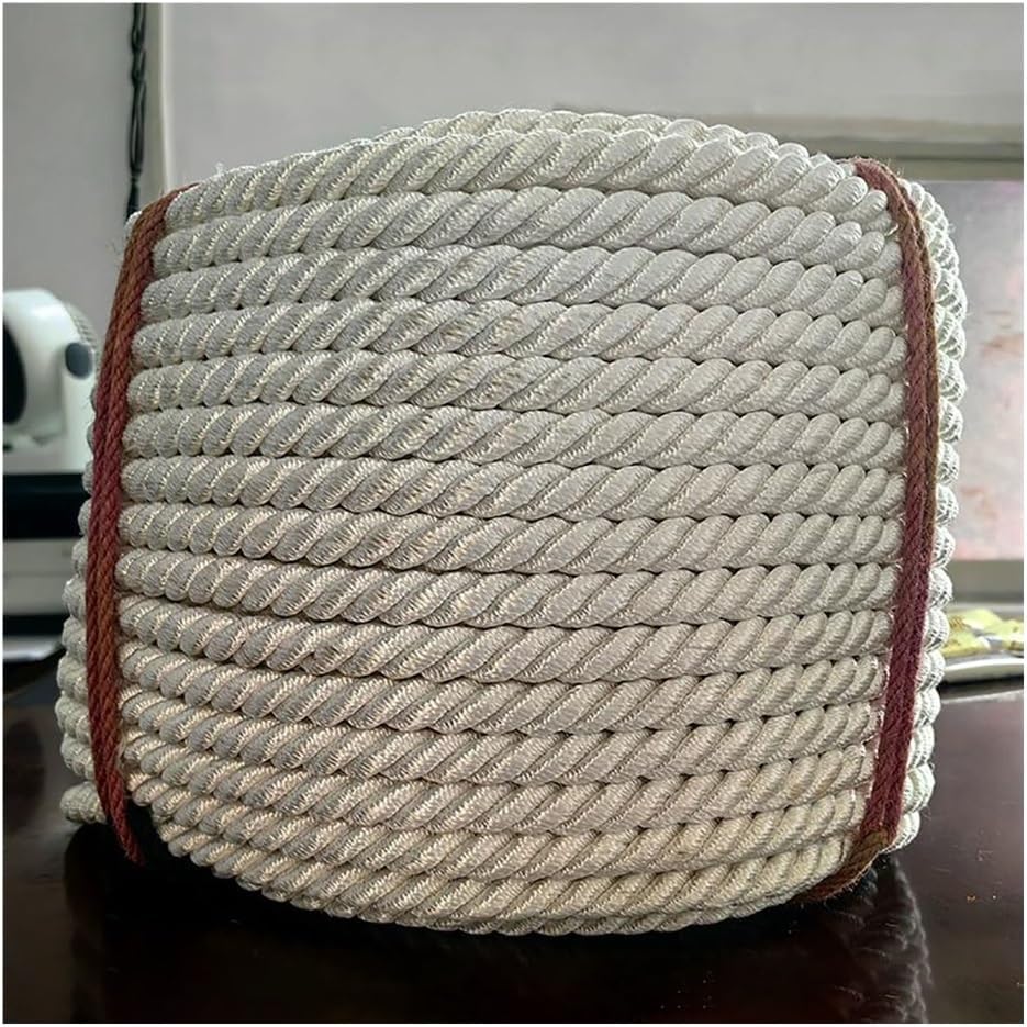 White 3 Strand Braided Polyester Rope, 3/8”1/2”5/8”3/4”Strong Pulling Bull Rope for Marine Commercial DIY Tree Work Halyard Sailing Camping Swing Logging(3/8in,10m)