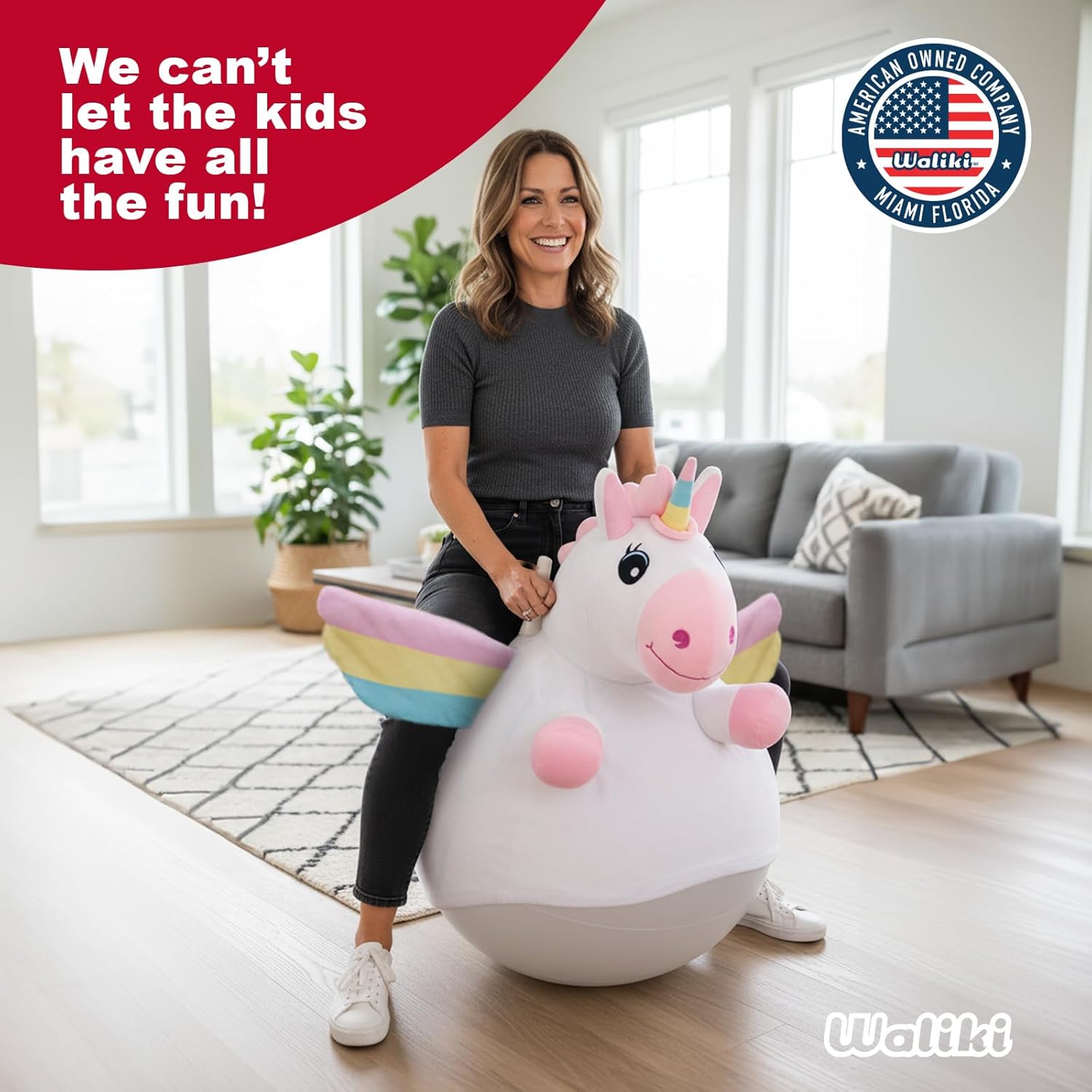 WALIKI Hopper Ball for Adults Ages 13-101 | Hippity Hop | Jumping Hopping Ball (Unicorn)