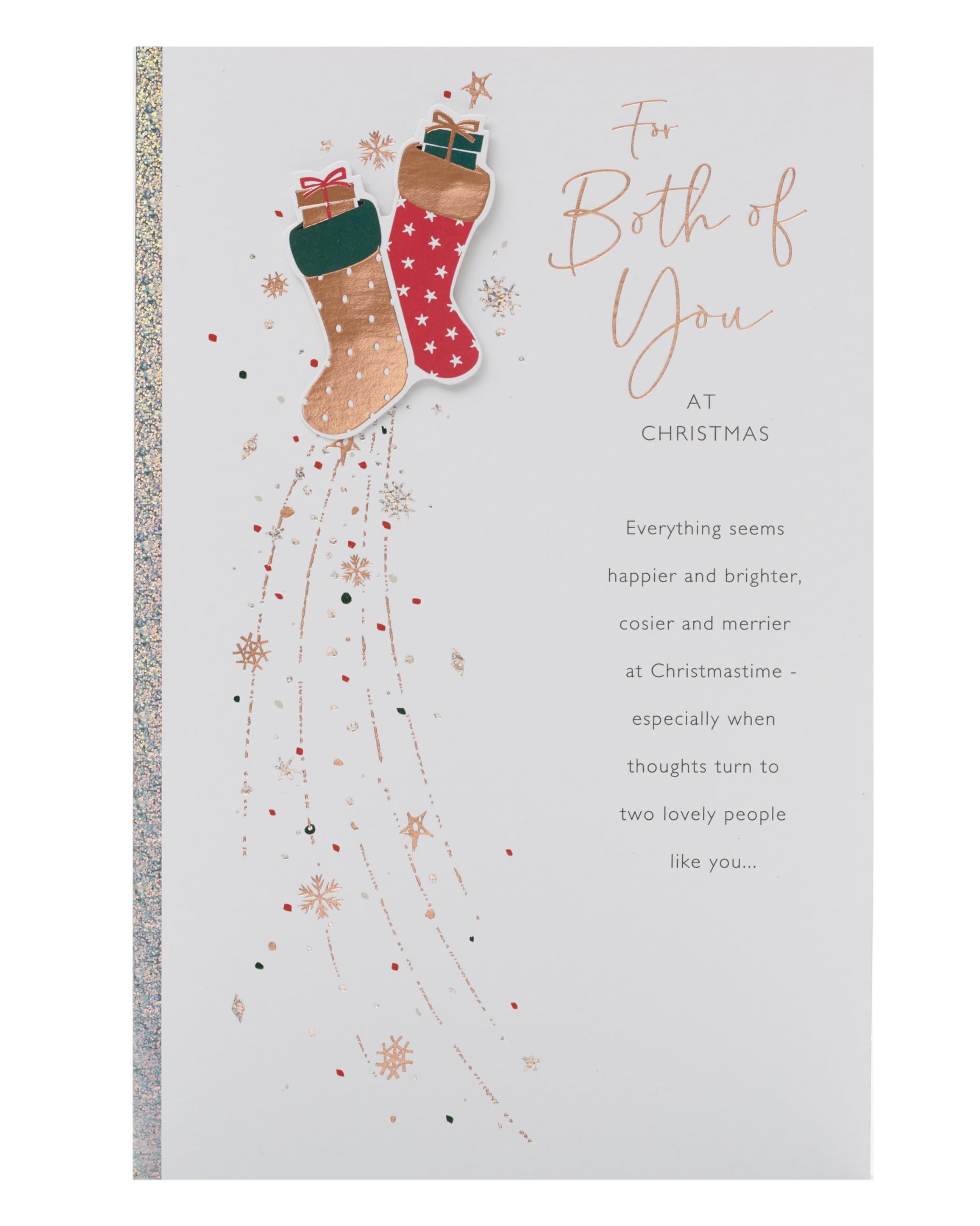 UK Greetings Christmas Card for Both of You - Stockings Design