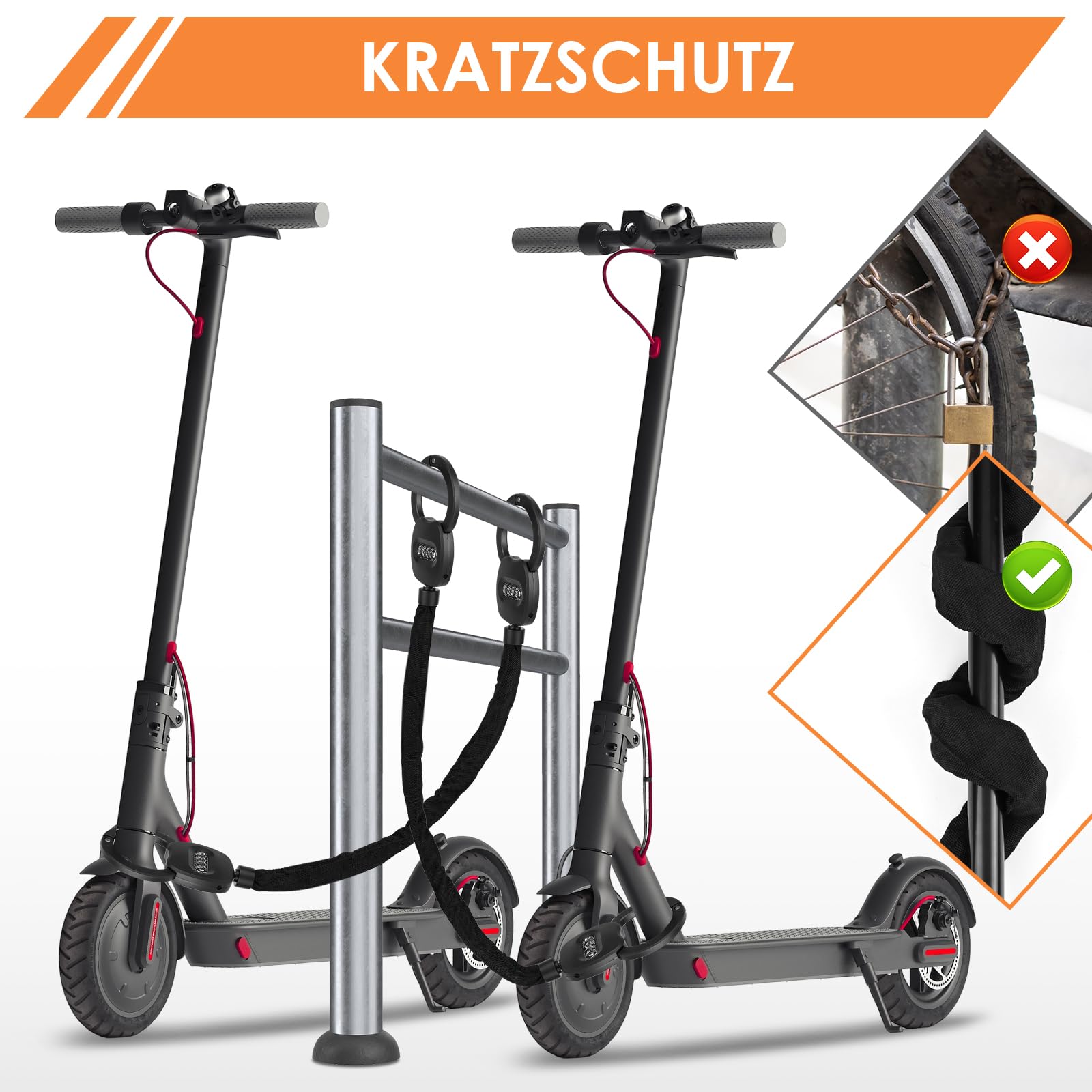 GuKKK Candado Patinete Electrico con 4 códigos, Cerradura de Esposas con llave, Scooter Eléctrico Antirrobo Bloqueo con 4L Bolsillo impermeable, Candado para Bicicleta de Alta Seguridad