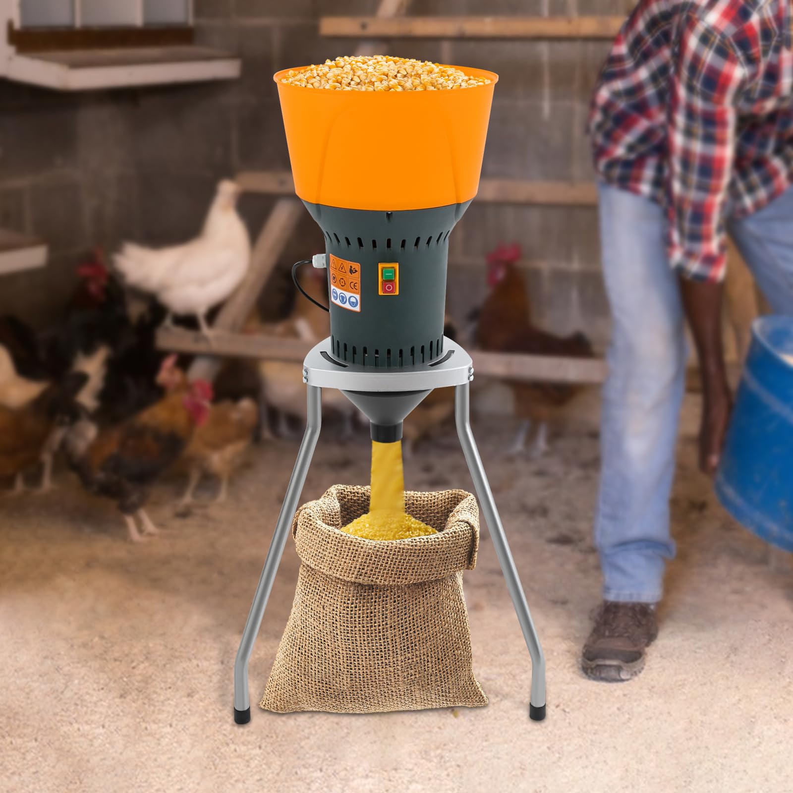 Macinino elettrico per cereali con 5 setacci, 50 l, macinino elettrico per grano secco, mais, riso e spezie, 1300 W, 220 V