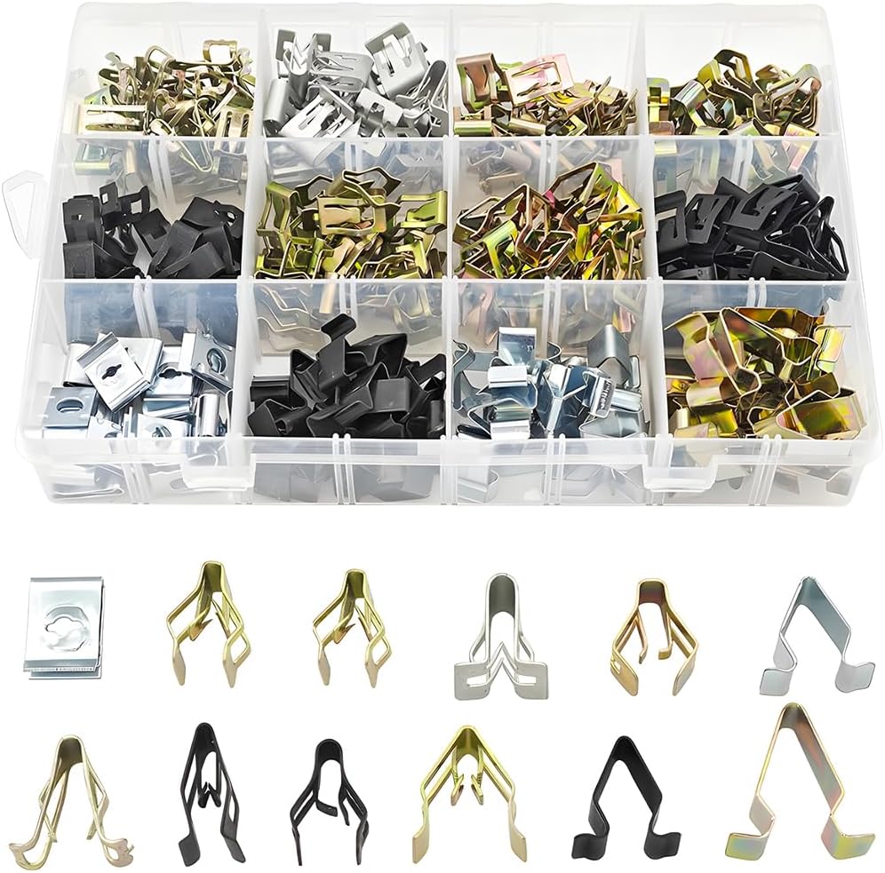 Car Dashboard Trim Clips - 240pcs 12 Sizes Metal Retainer, Automotive Moulding Fastener, Dash Replacement for Most Cars