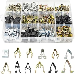BESULEN Car Dashboard Trim Clips, 240pcs 12 Sizes Dashboard Trim Fixing Rivets Metal Retainer, Automotive Trim Moulding Fastener Clips, Metal Dash Retainer Clips Replacement for Most Cars