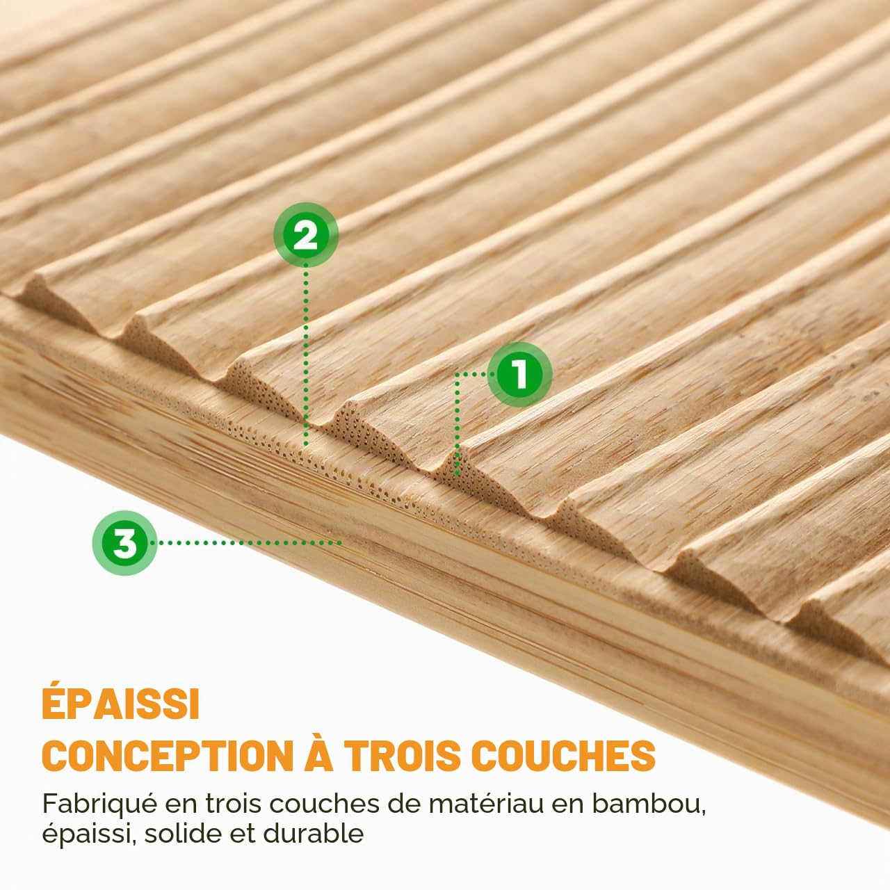 Hemoton Planche à laver en bambou naturel 40 x 15 cm