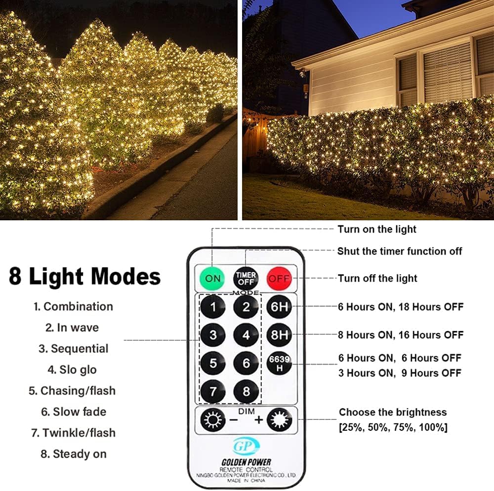Bzavor Led Lichterkette Strom 105M 1000 LED mit Fernbedienung Timer Merkfunktion Steckdose IP65 Wasserdicht für Innen und Außen,Niederspannung,Led Lichterkette mit Stecker für Weihnachten Deko