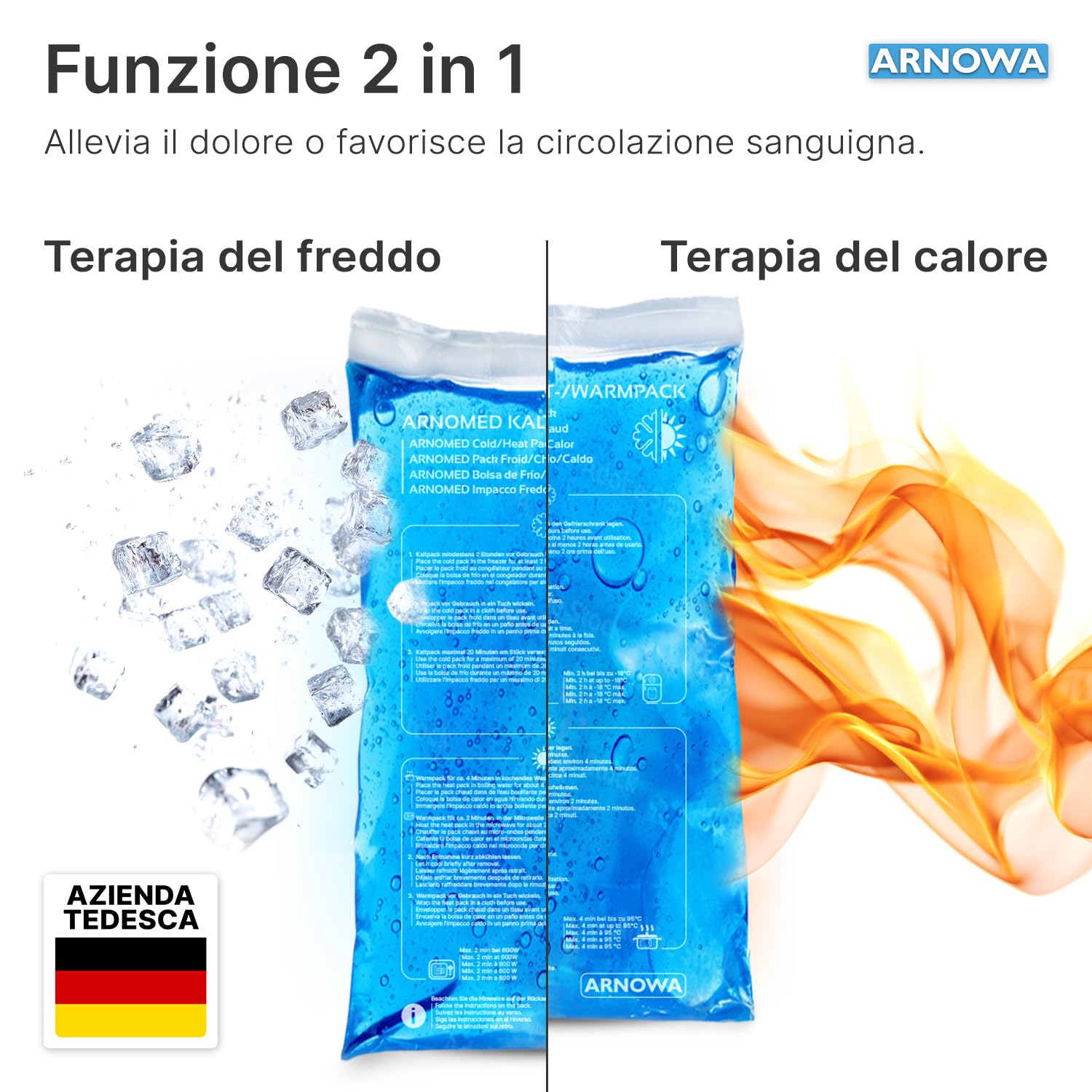6x ARNOMED® Cuscinetti di gel di raffreddamento riutilizzabili, 2 pezzi di taglie M, L e XL, Cuscinetti caldi/freddi riutilizzabili, impacchi freddi, cuscini di raffreddamento, Pad di raffreddamento