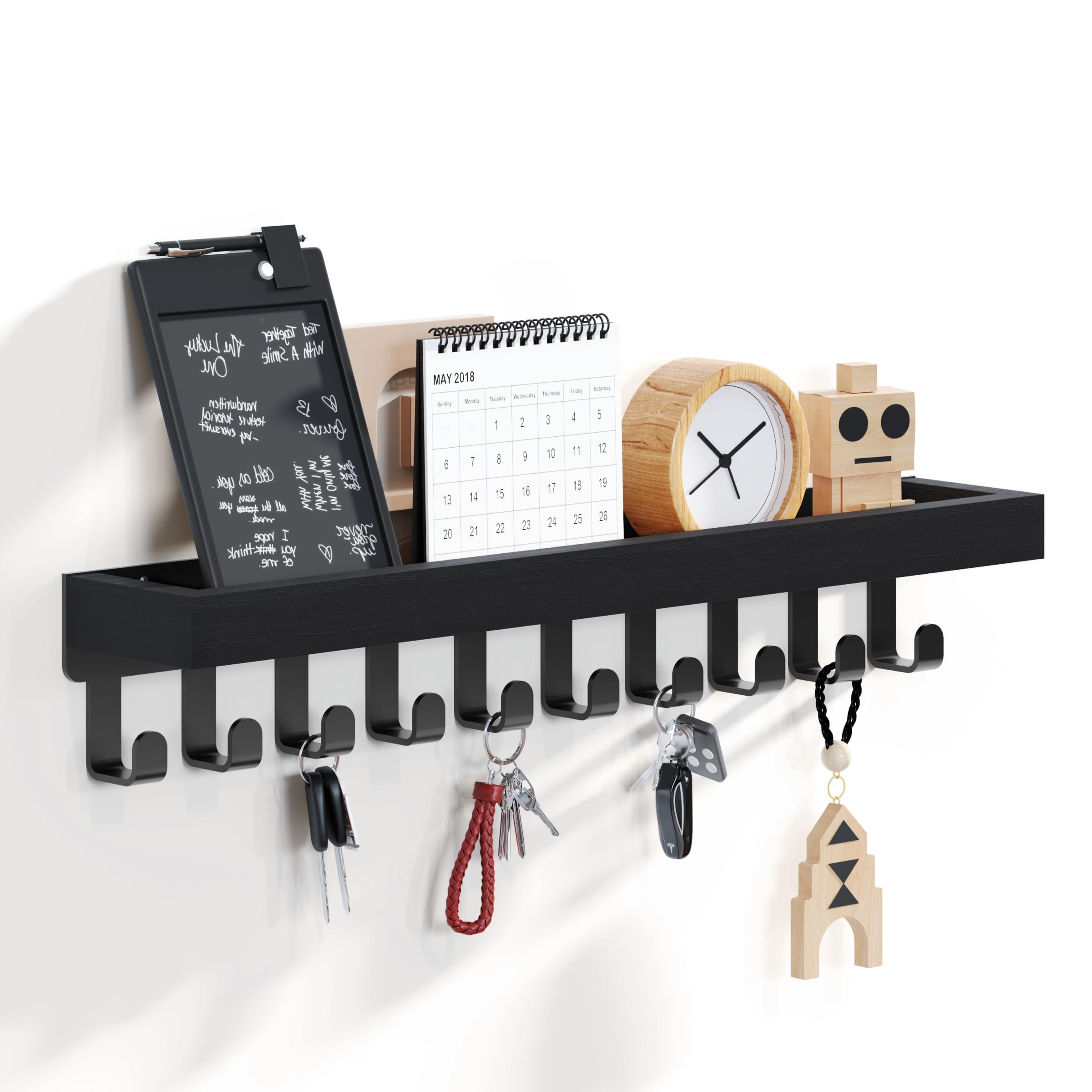 SWTYMIKI Key Holder for Wall - Key Hooks with 10 Hooks, Key Hangers Home Decor Key Rack Mail Organizer, Wall Mounted Key Holder for Hallway, Entryway, Bedroom, Mudroom, Office