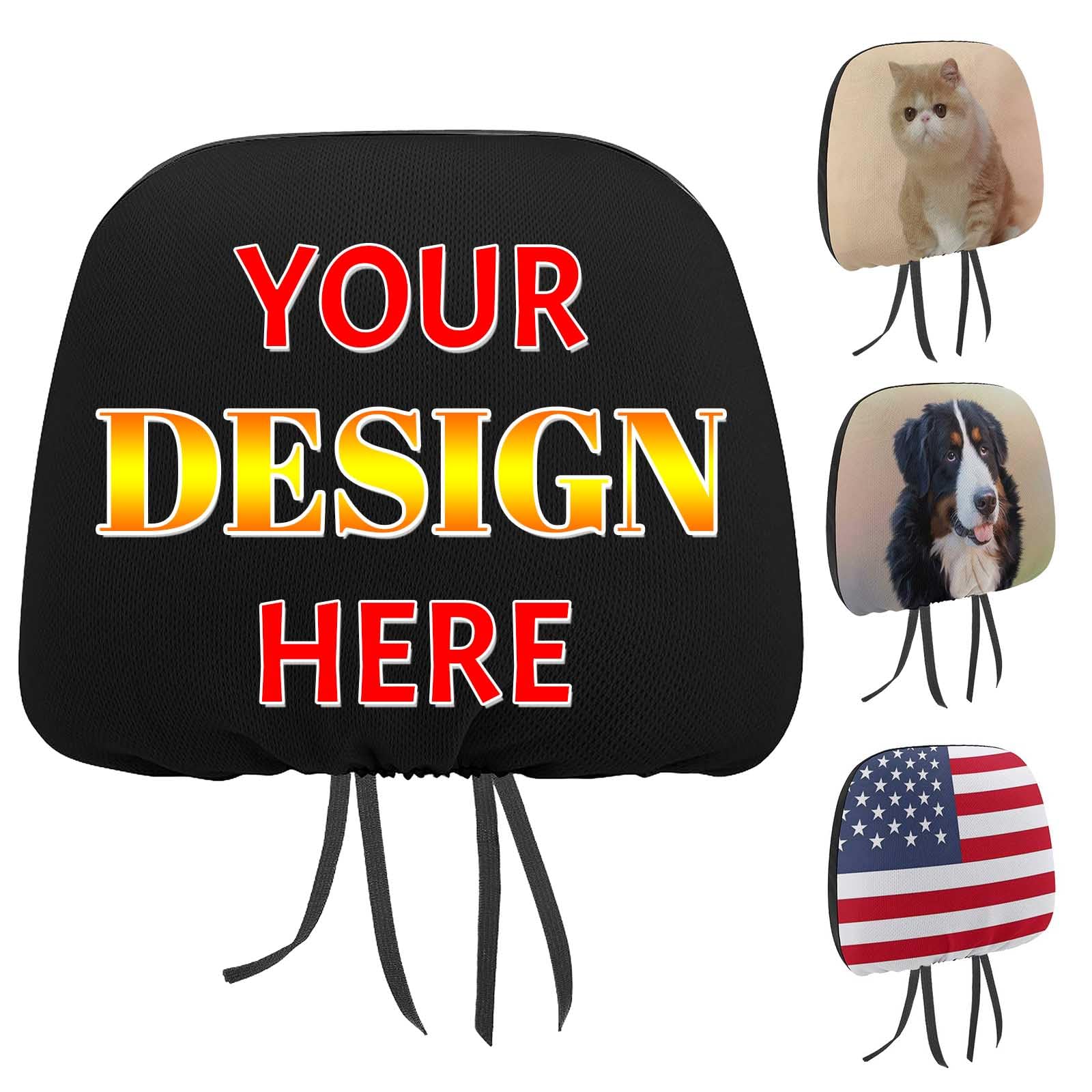 SHUANGFEI Car Headrest Cover with Logo Customize Headrest Covers for Car Soft Breathable Car Headrest Fit for Most Cars Sedan Van Vehicles