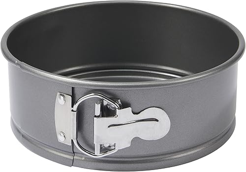 GoodCook Molde desmontable redondo de acero antiadherente de 7 pulgadas con fondo extraíble, gris