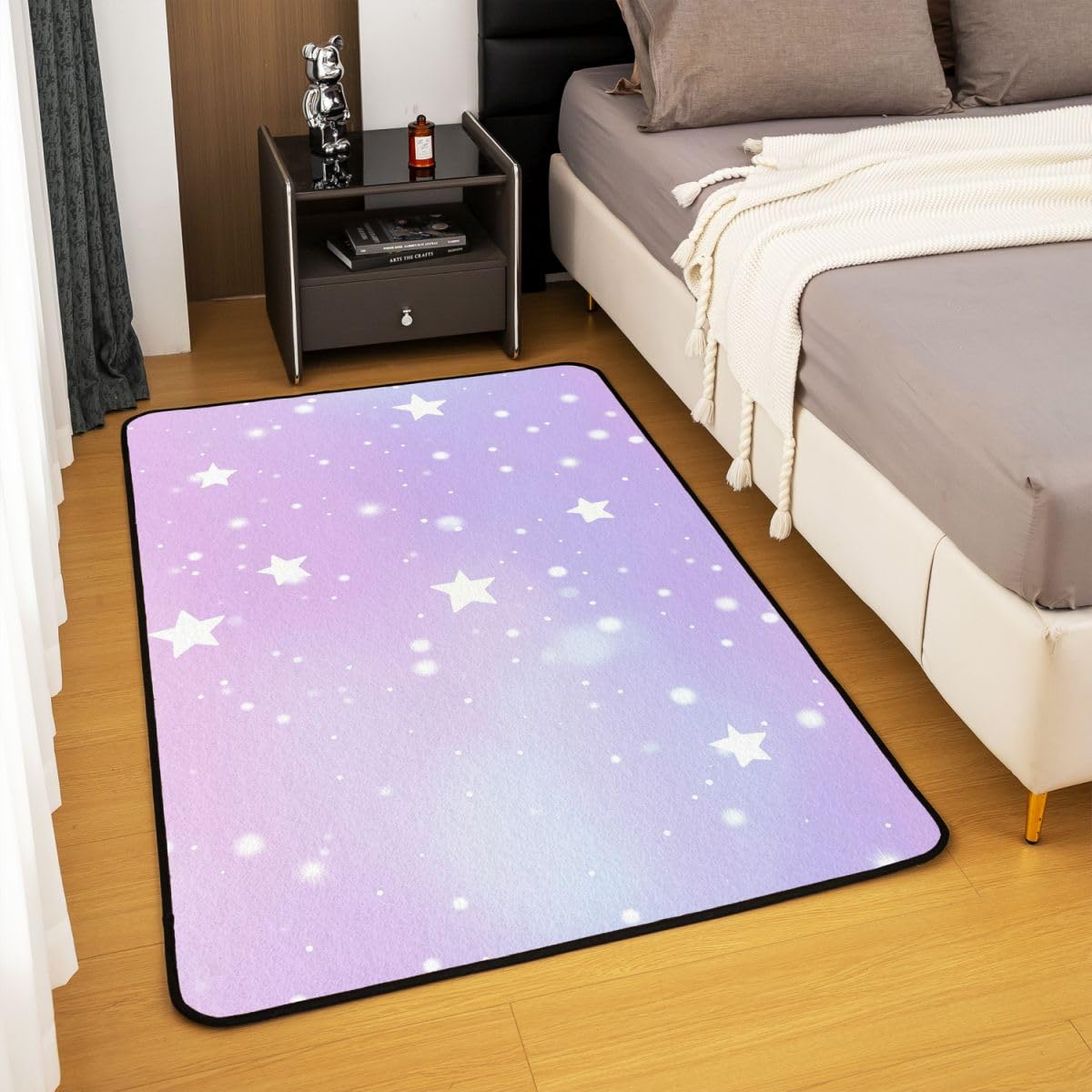 Manfei Sternenhimmel Bereich Teppiche,Sterne Polka Dots Rutschfester Teppich Sternenfantasie Indoor Fußbodenmatte Home Wohnzimmer Dekor,100 x 150 cm