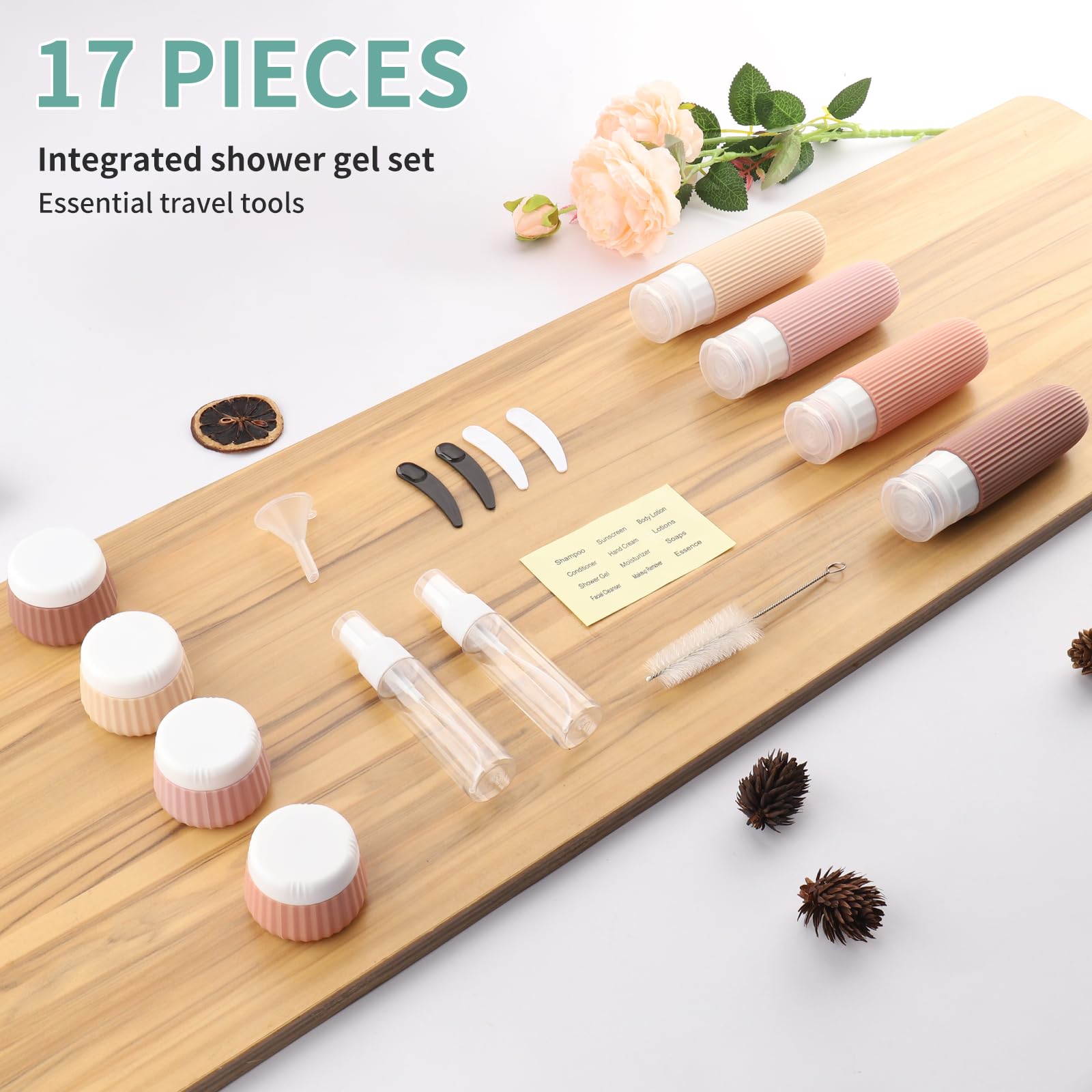 18 Pezzi Bottiglie da Viaggio in Silicone, Kit Viaggio Liquidi Riutilizzabili, Flaconi da Viaggio con Etichetta Possono Riempire Cosmetici, Articoli da Bagno e Altri Liquidi e Creme
