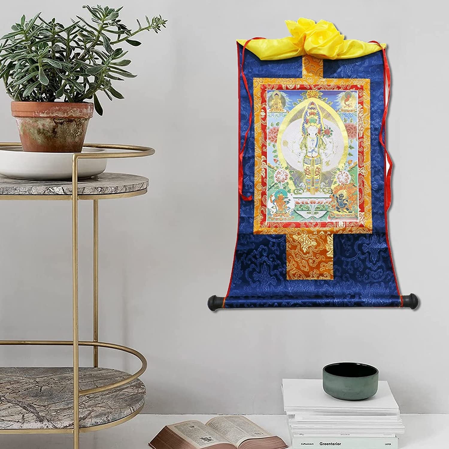 Thangka-Wandteppich, buddhistischer Wandteppich, tibetischer Thangka, tausendhändiger Avalokitesvara tibetischer Thangka-Gemäldekunst-Wandteppich, Poster, Seidenstickerei, Thangka-Gemälde (Größe: 28 x