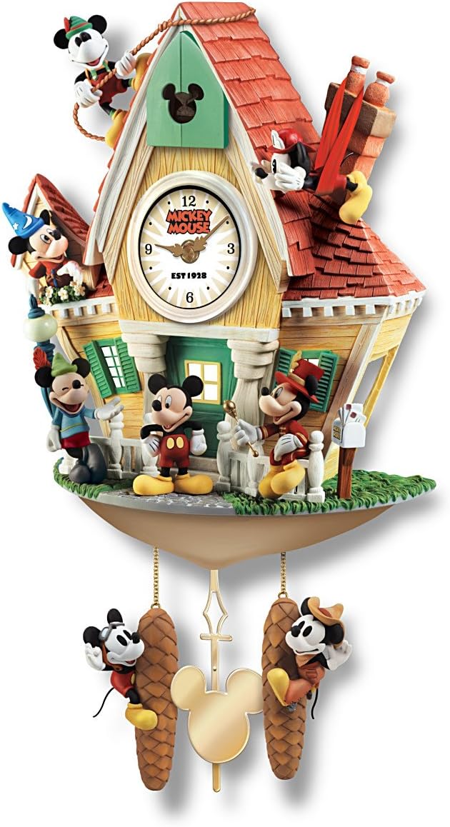 The Bradford Exchange Disney Mickey Mouse Through The Years Cuckoo Clock with Lights Music and Motion