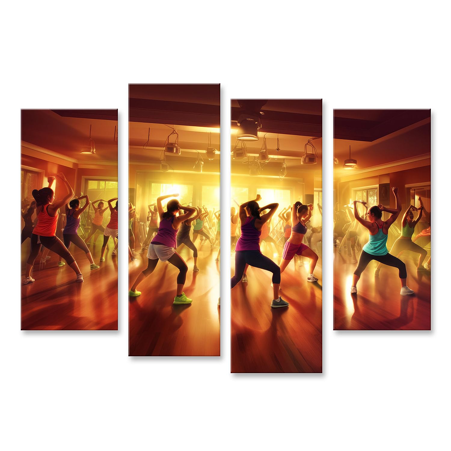 islandburner Quadro su tela lezione di danza in palestra al tramonto per soggiorno appassionati di fitness palestra immagini murali poster