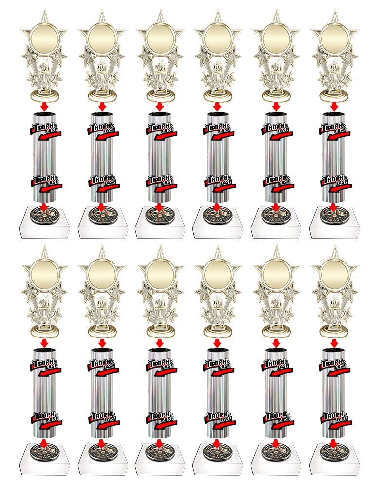TROPH-Ease Silver Fluted Single Column Trophy Part Set 12 Pack