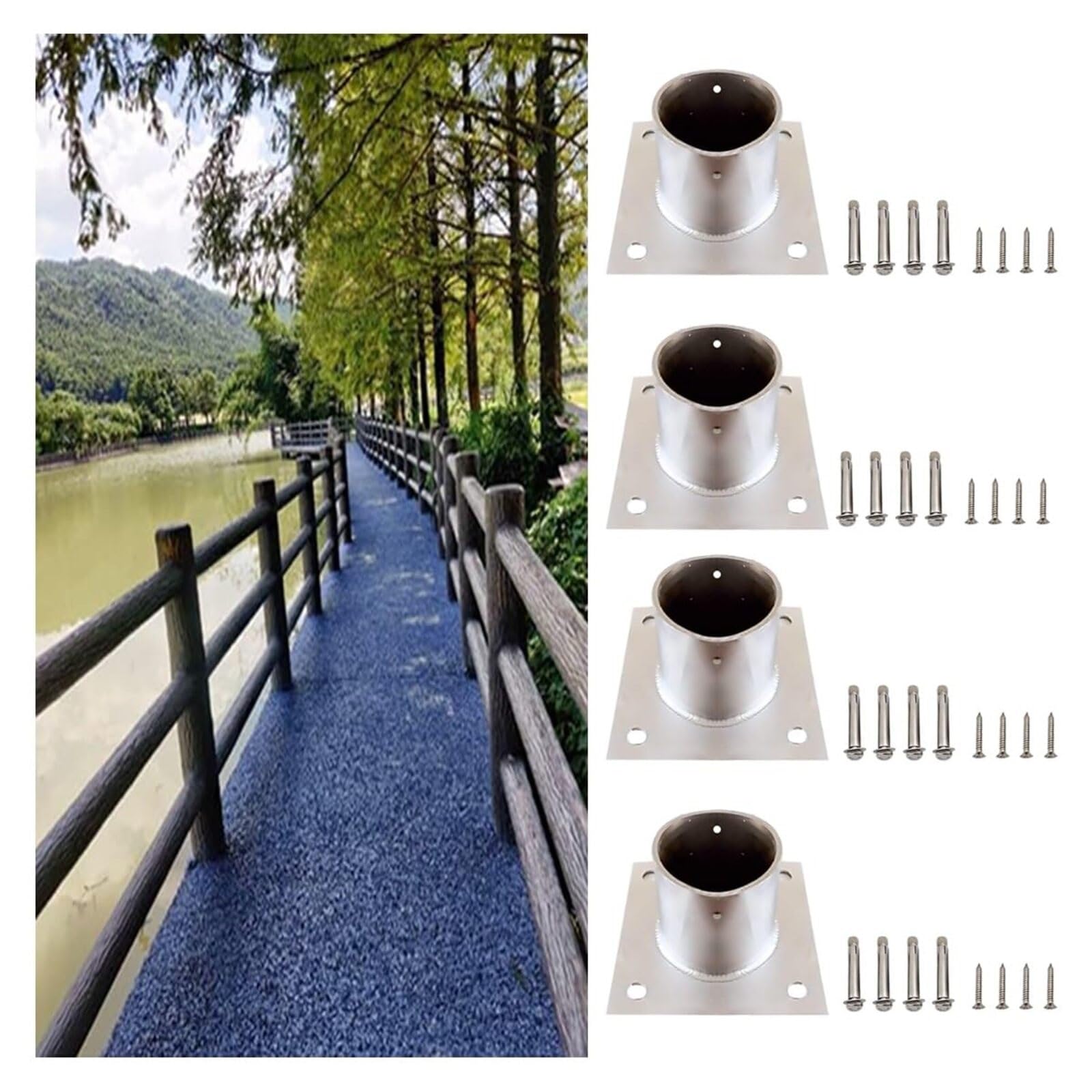 Soporte para postes de pergola base inferior contra viento pack de 4
