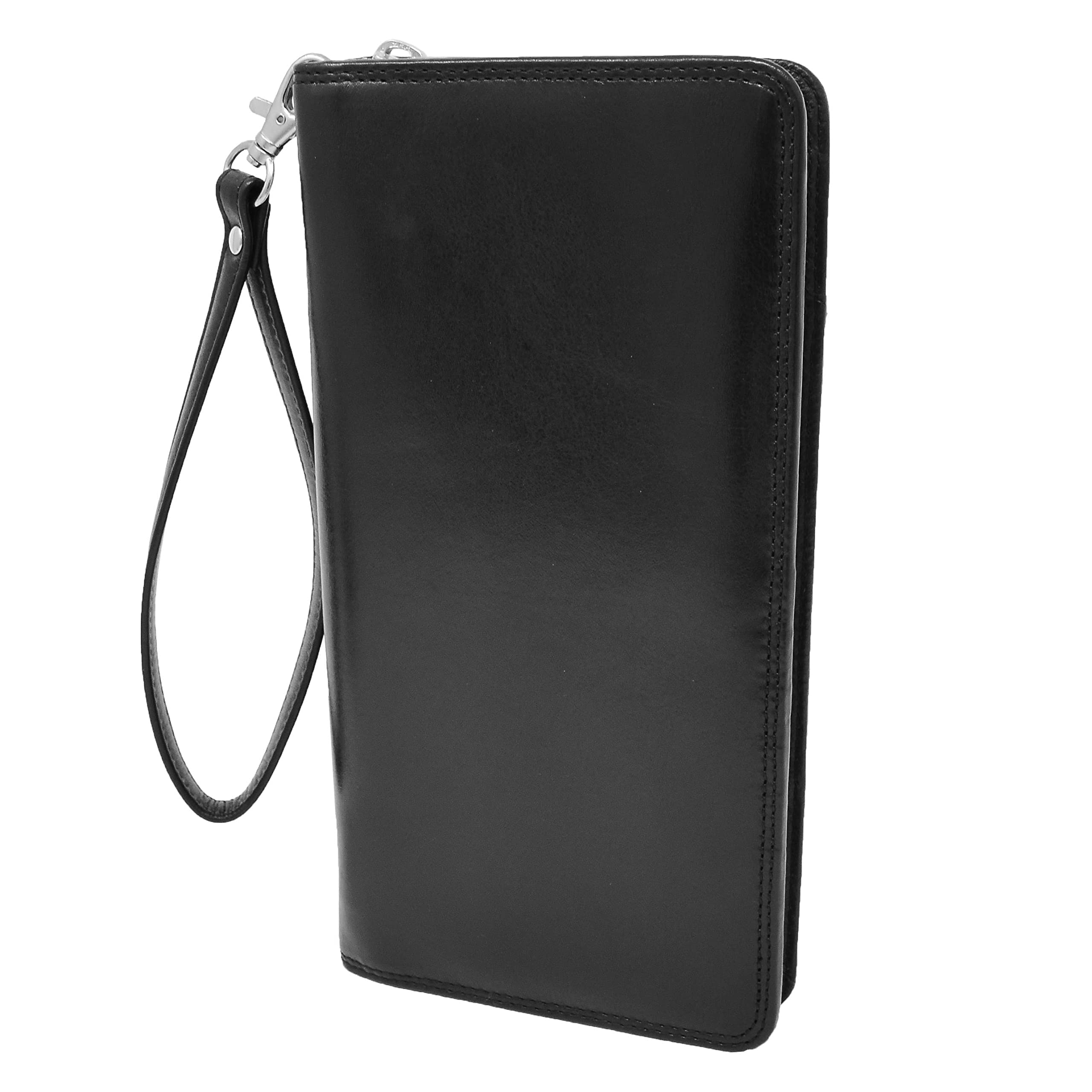 DR433 - Cartera de viaje para pasaporte de piel, color negro, Black, S, Casual