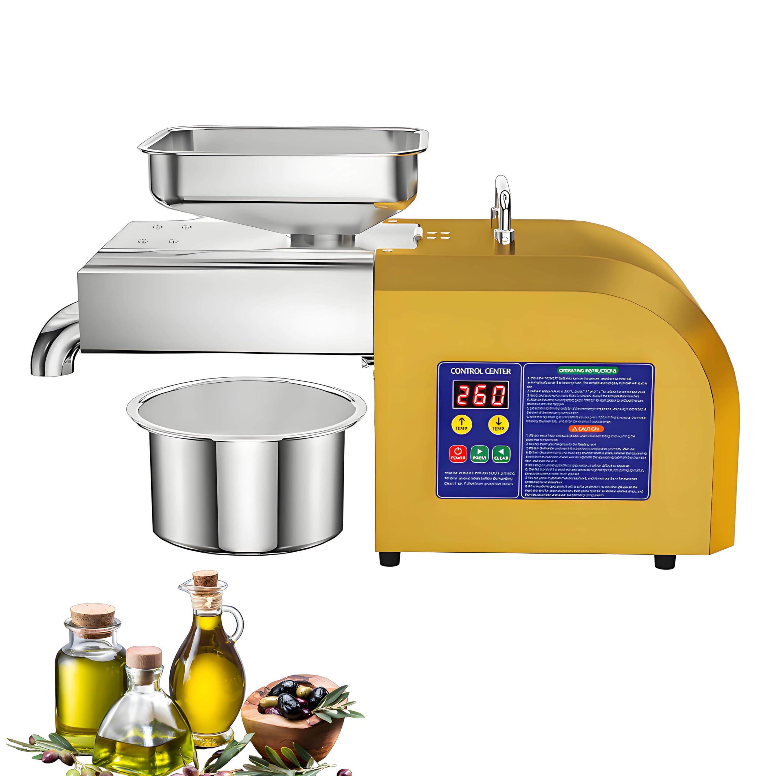 Extracteur Automatique D'huile de Noix et de Graines, Pour Graines Commerciales, Construction en Acier Inoxydable, 1800w, Rendement en Huile de 4 à 9 Kg/H, Extraction D'huile de Graines de Tournesol