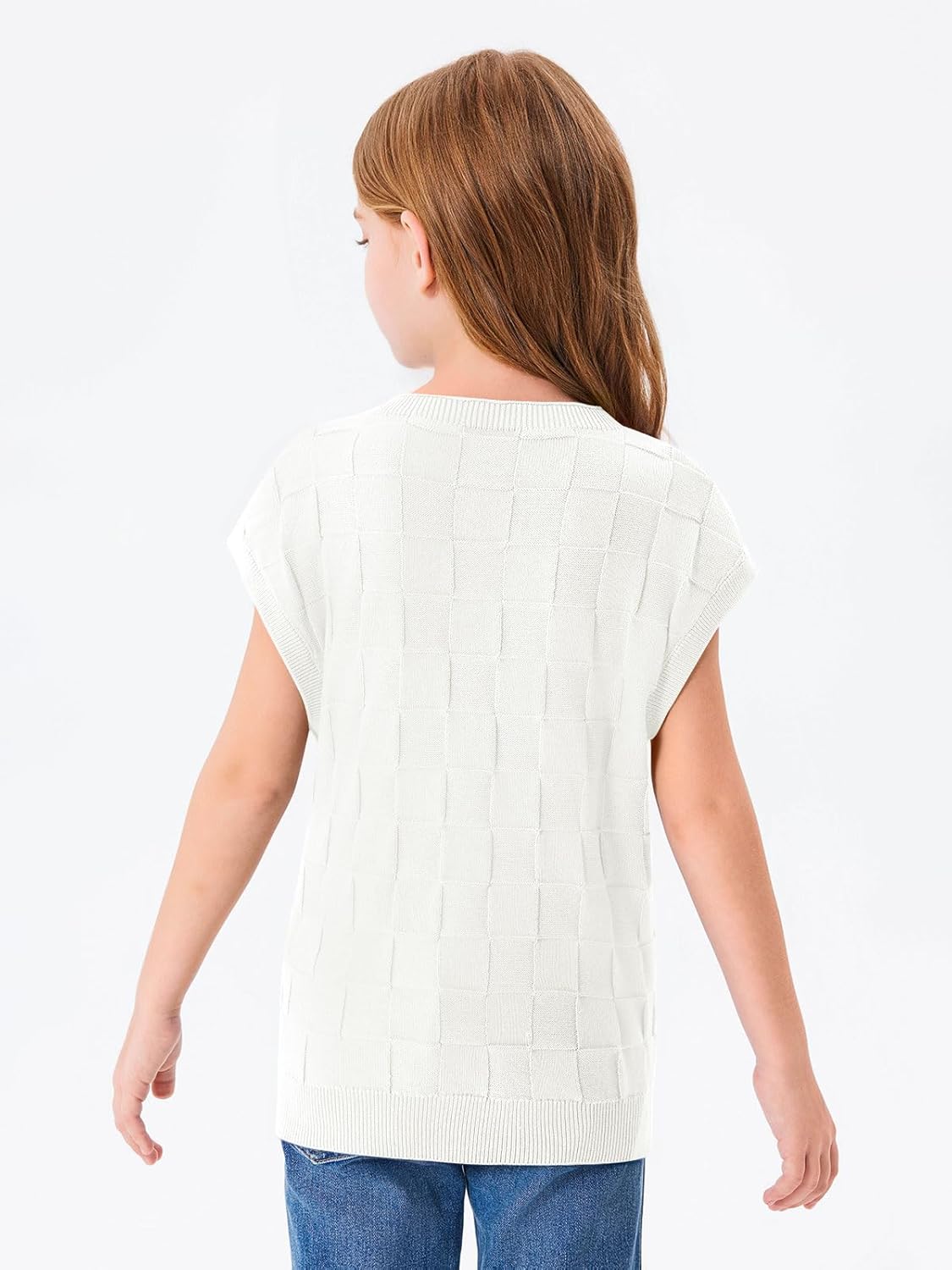 Haloumoning Girls Tops Summer Cute Vest Kids Cap Sleeve Crewneck Tanks Knit Loose Tops with Pocket 5-14 Years - Image 3