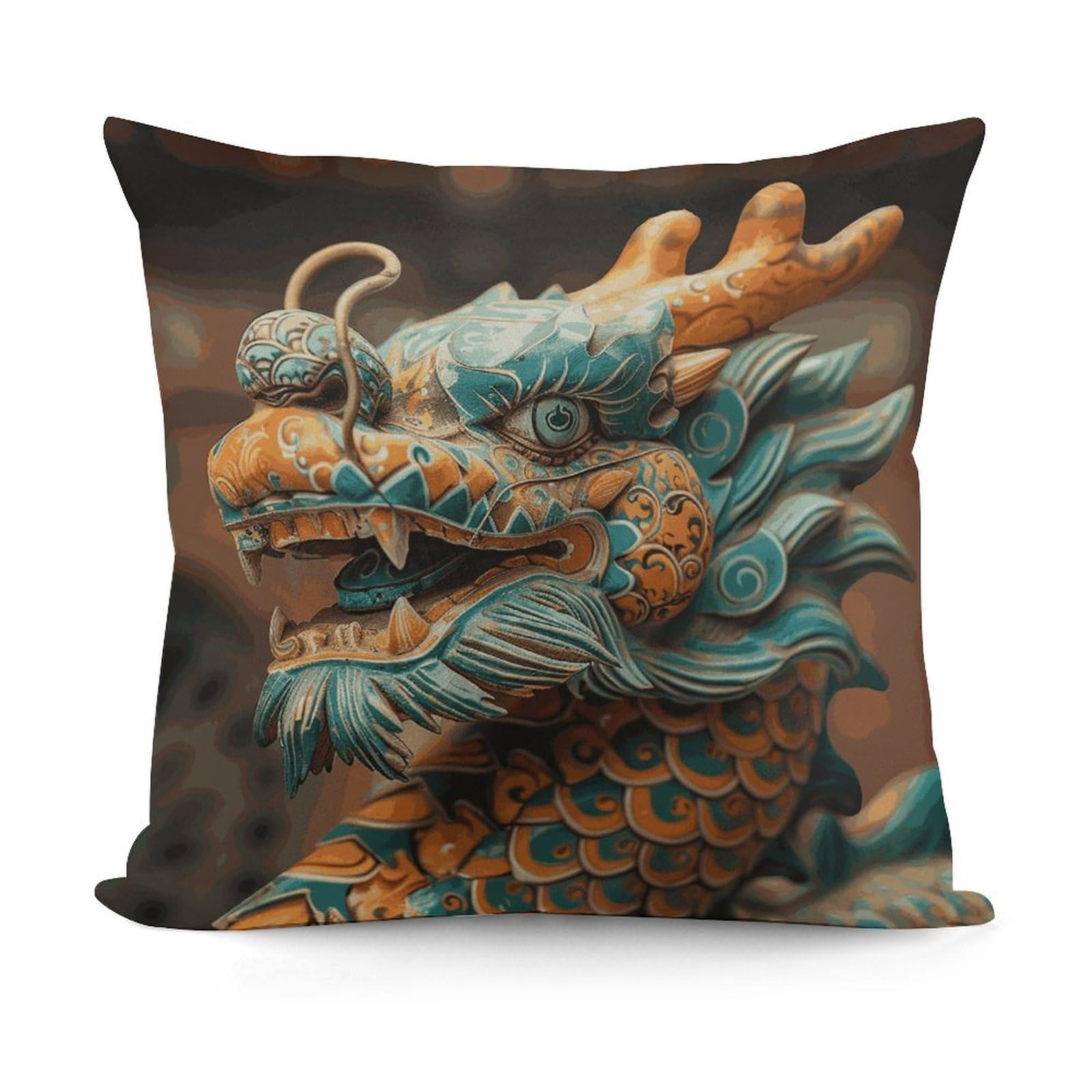 VstaDank Ancient Chinese Dragon Throw Pillow Covers 18x18 Inch Soft Couch Home Decor Cushion Cover Comfortable Plush Square Cushion Case Farmhouse Decorative Pillowcase for Living Couch