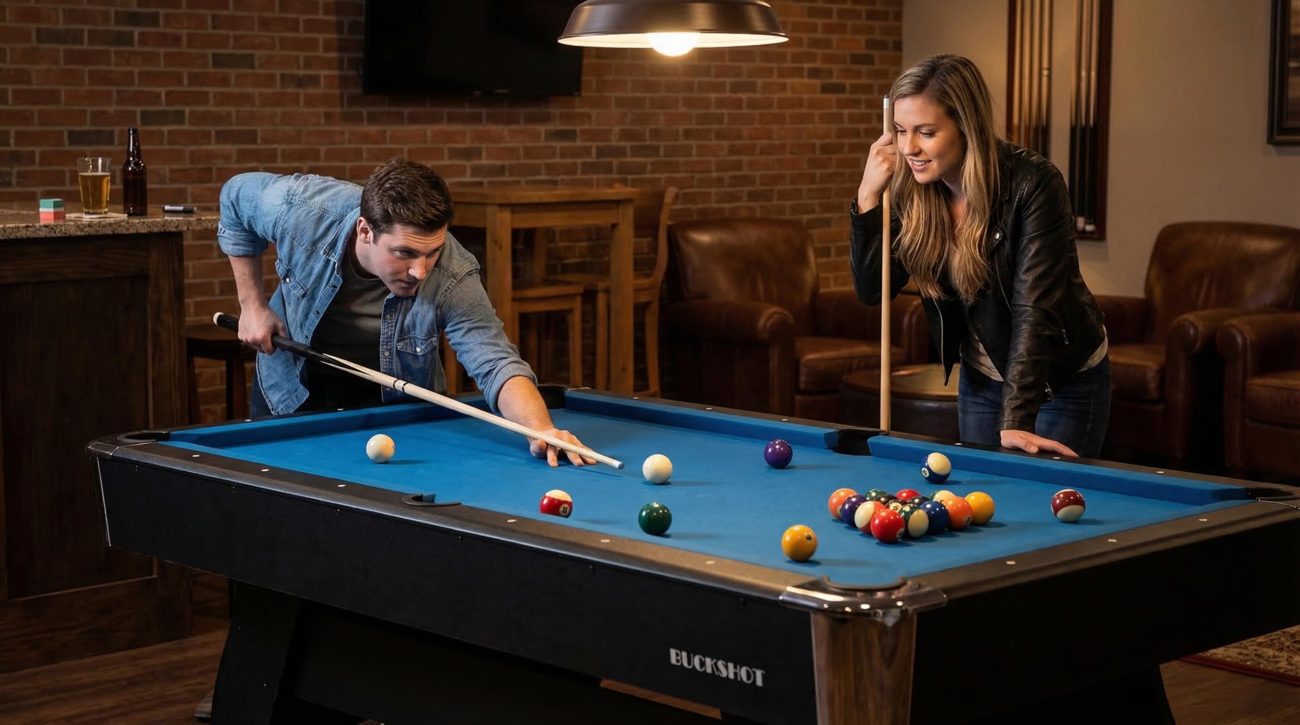 Billardtisch 8ft - 244x132x80 cm - 8 Fuß Pool Billard - Kugelrücklauf - Tischbillard mit Zubehör - Billard Tisch - Buckshot Blackmagic