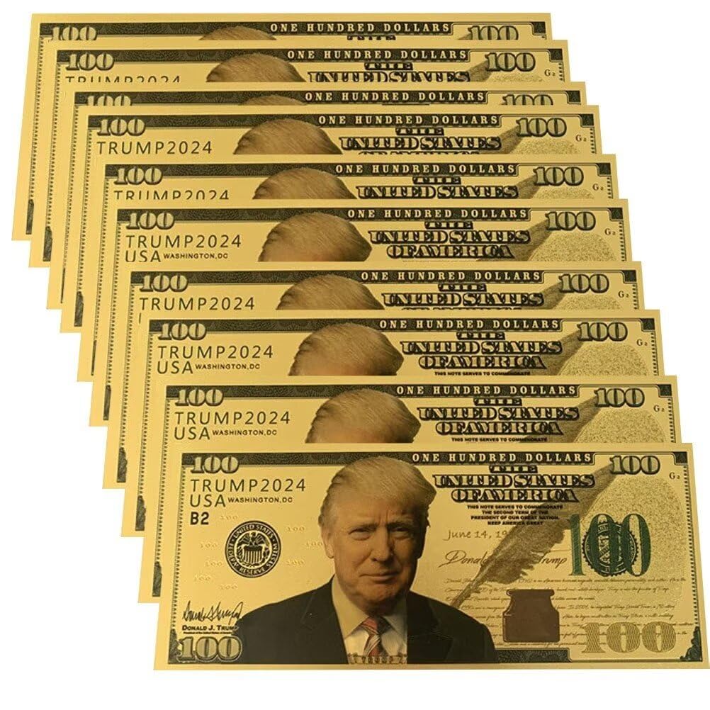 黄金の100ドル札　101枚！ ジョークグッズ Amazon | 10個 2024年 トランプ紙幣、$100 大統領ドナルド・トランプ