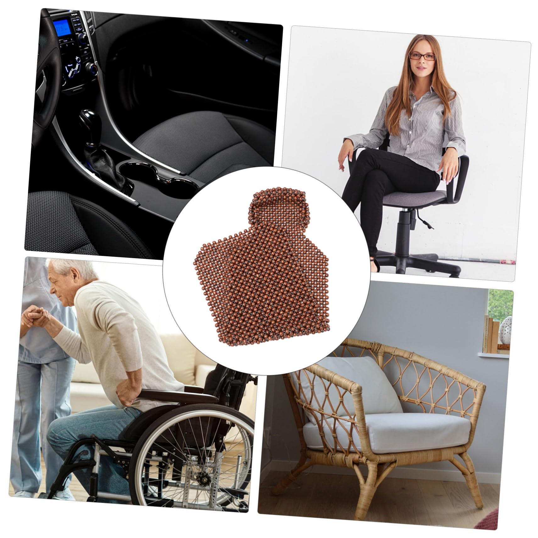 Cuscino per Sedile Perline Legno Traspirante Massaggiante e Resistente per Guida Lunga e Comfort