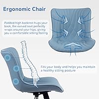 Vista 57 de YOUNIKE Silla de oficina, silla de escritorio sin brazos con ruedas, sillas giratorias ajustables para computadora de oficina en casa, silla