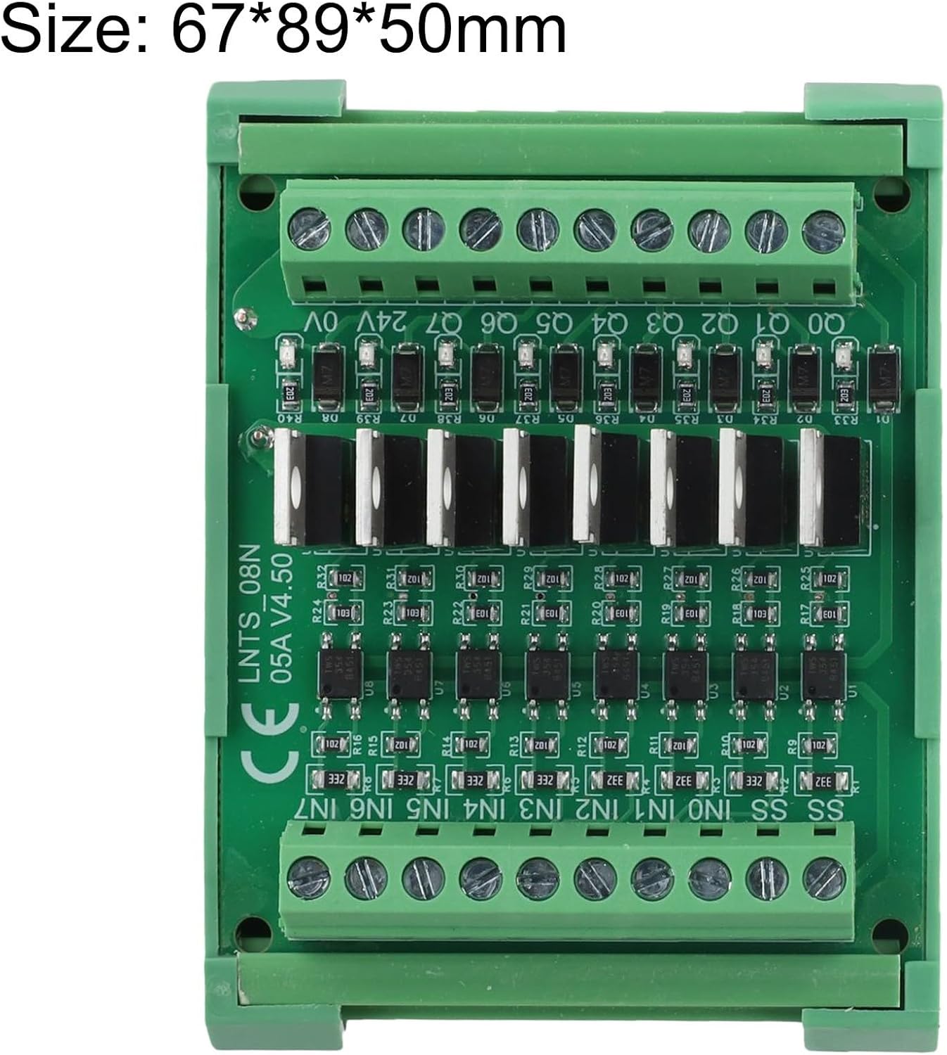 8-Channel Optocoupler Photoelectric Isolator Module PLC DC Output Board 5A 12-24V NPN with MOSFET Drive and Optocoupler Isolation for Relays, Motors, Solenoid Valves, Signal Conversion