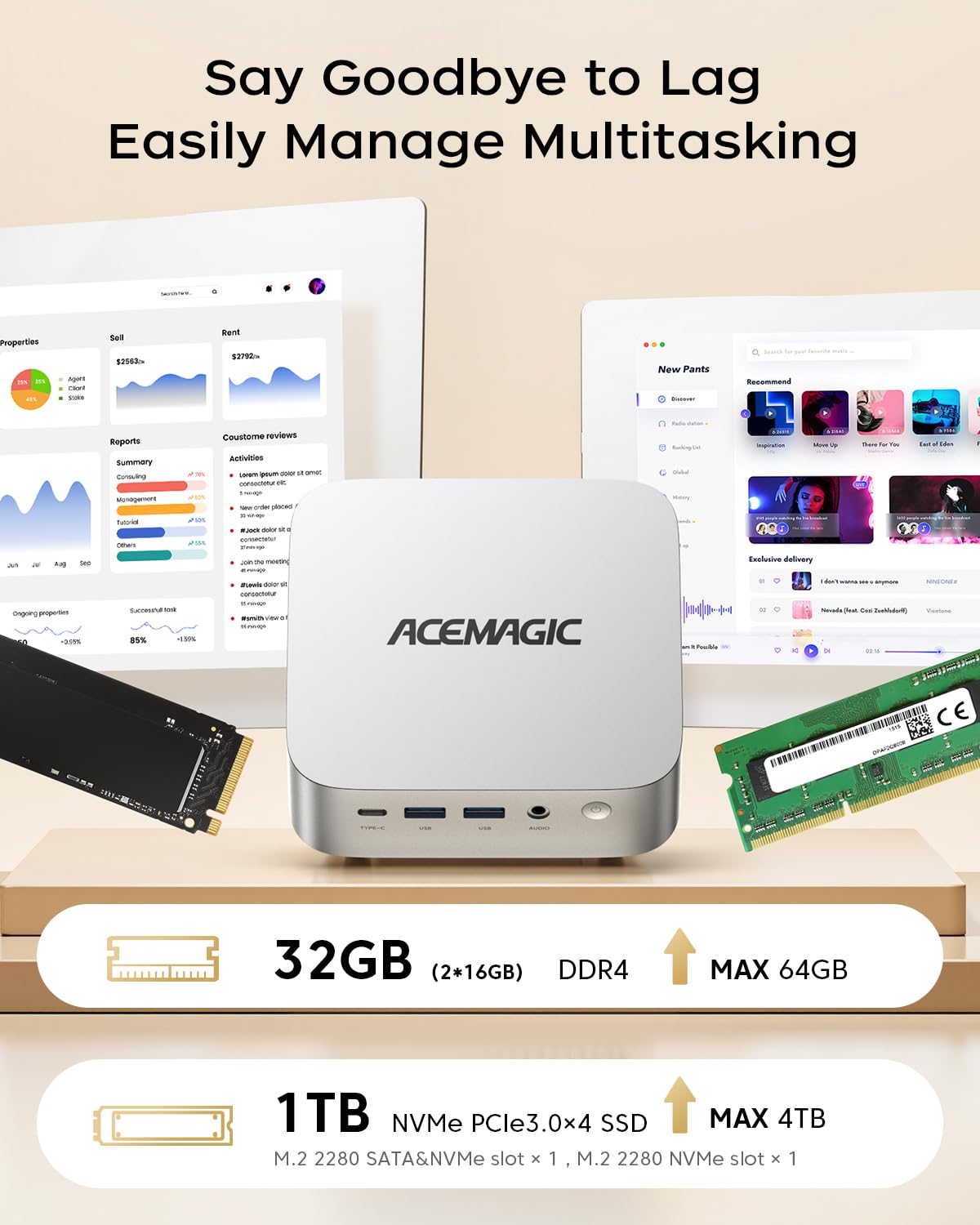 ACEMAGIC K1 Mini PC Intel Core i5-12600H 32Go DDR4 1To SSD jusqu'à 4,5 GHz | Windows 11 pro Mini Ordinateur Bureau, Triple écran 4K, WiFi 6, Graphique Ιntel Iris XE, BT 5.2, Adapté aux usages de bureau.