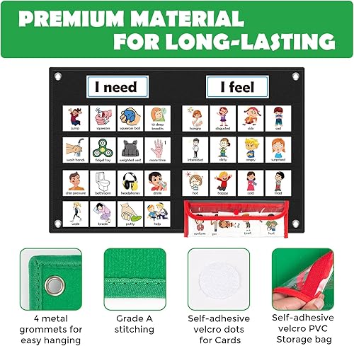 Miniatura 5 de KIKIGOAL Tabla de sentimientos para suministros de maestros preescolares, tabla de bolsillo de aprendizaje socioemocional, gestión del