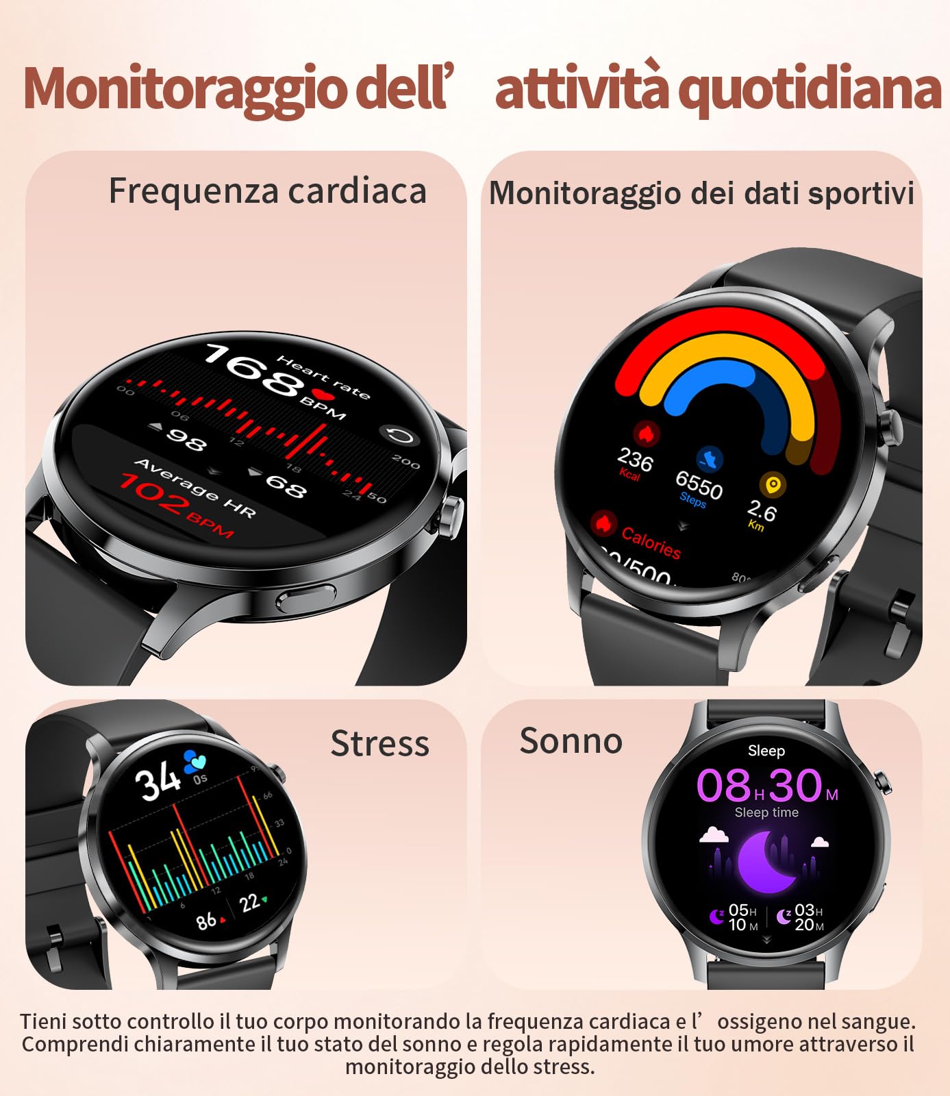LIGE Smartwatch Donna 7,9mm Ultrafino 1,32" AMOLED Chiamate Bluetooth per Android iOS Orologio Intelligente Elegante Multisport Fitness,Monitor Frequenza Cardiaca e Sonno,Ciclo Mestrual,Nero oro