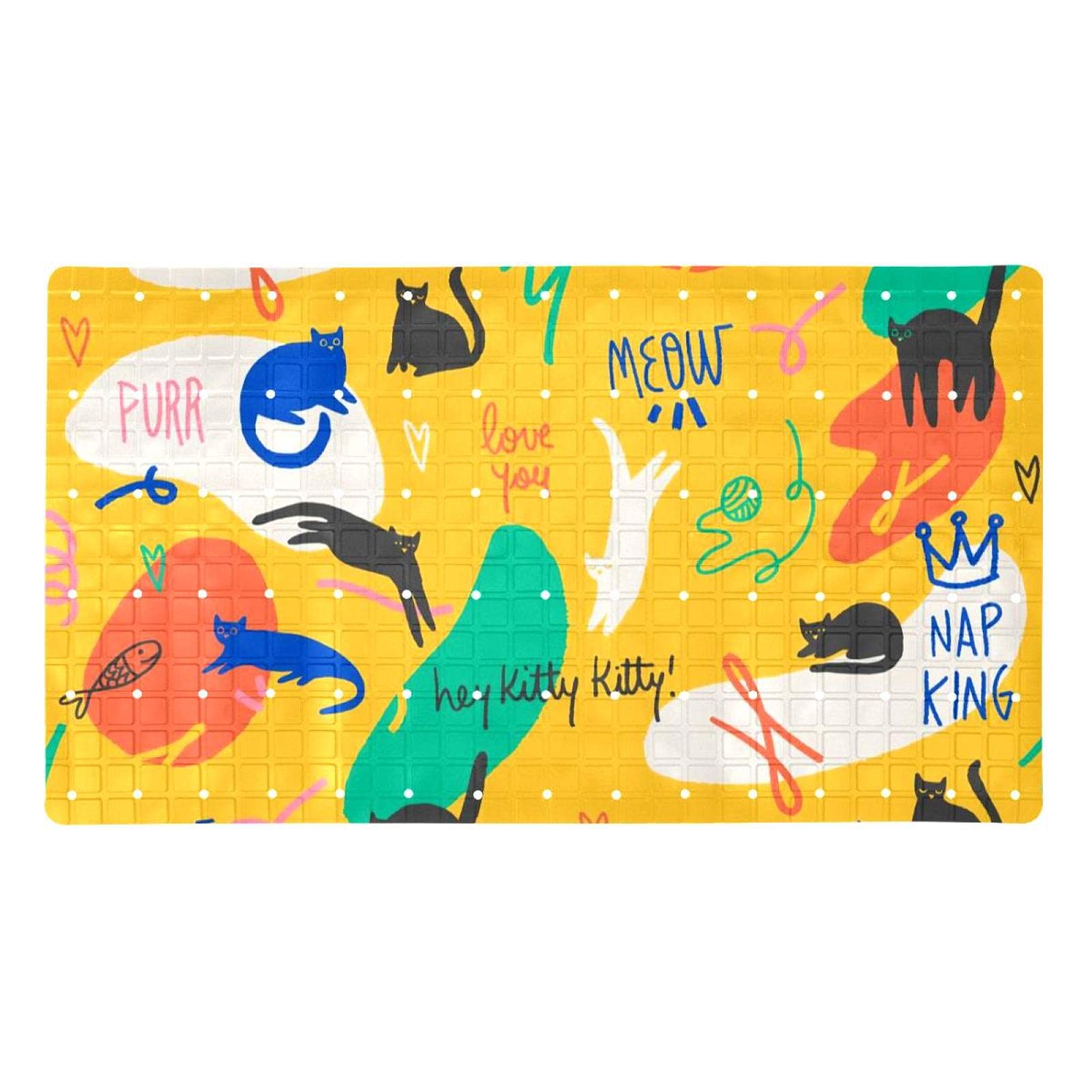 Tapis de bain antidérapant PVC lavable 40x70 pour douche jaune