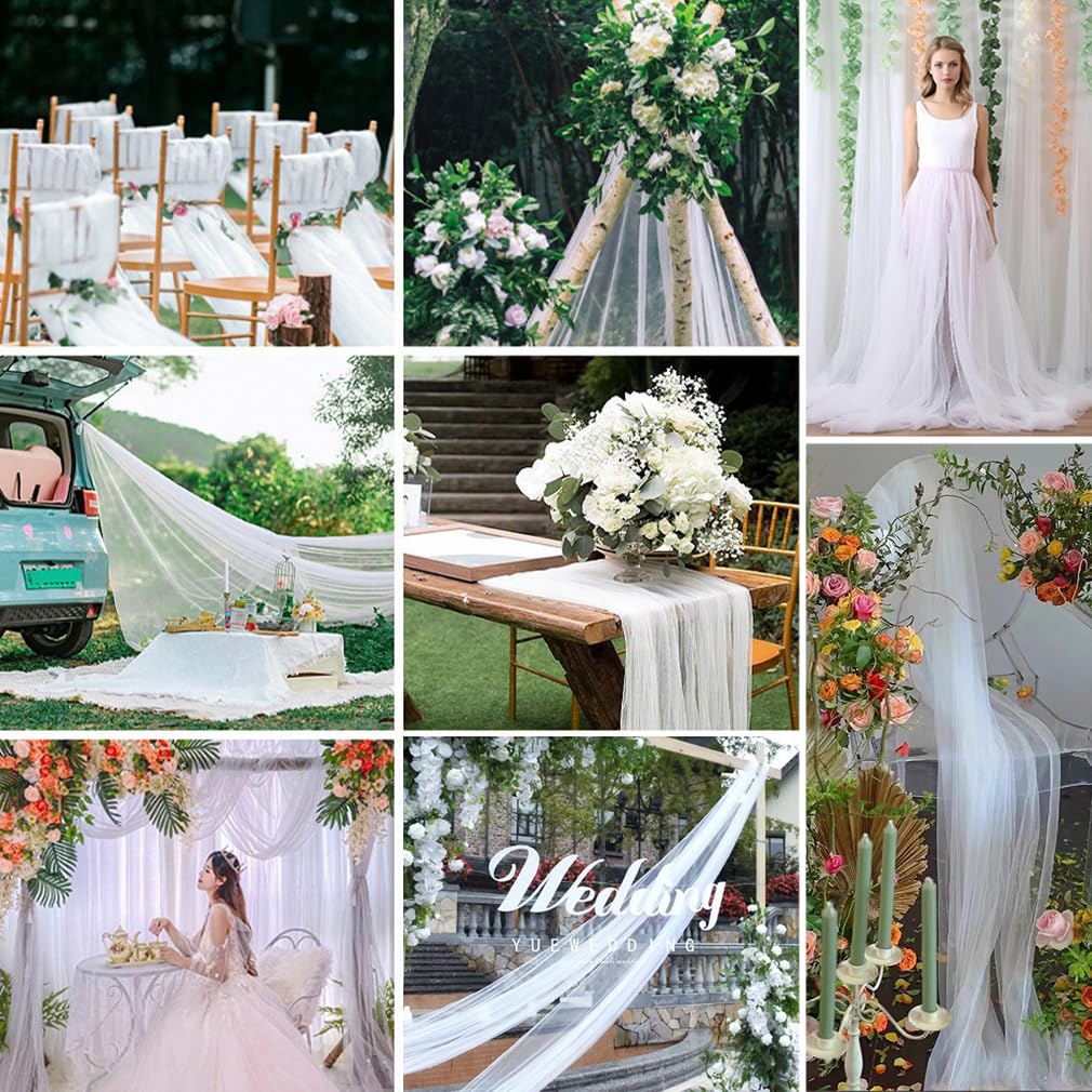 Tüllstoff 30m x 160cm Tüll Stoffe zum Nähen Organza Stoff Tüll Meterware Dekostoff Drapierstoff Netzstoff Deko Stoffe für Hochzeitsbogen Freihanddeko Tischläufer Kleid Schleier Weiß