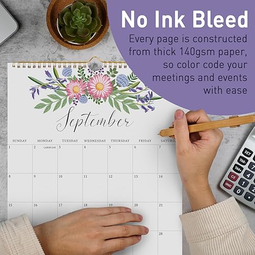 Miniatura 8 de S&O - Calendario de pared de 18 meses de doce flores 2024-2025 para el hogar, calendario mensual arrancable de enero de 2024 a junio de 2025,