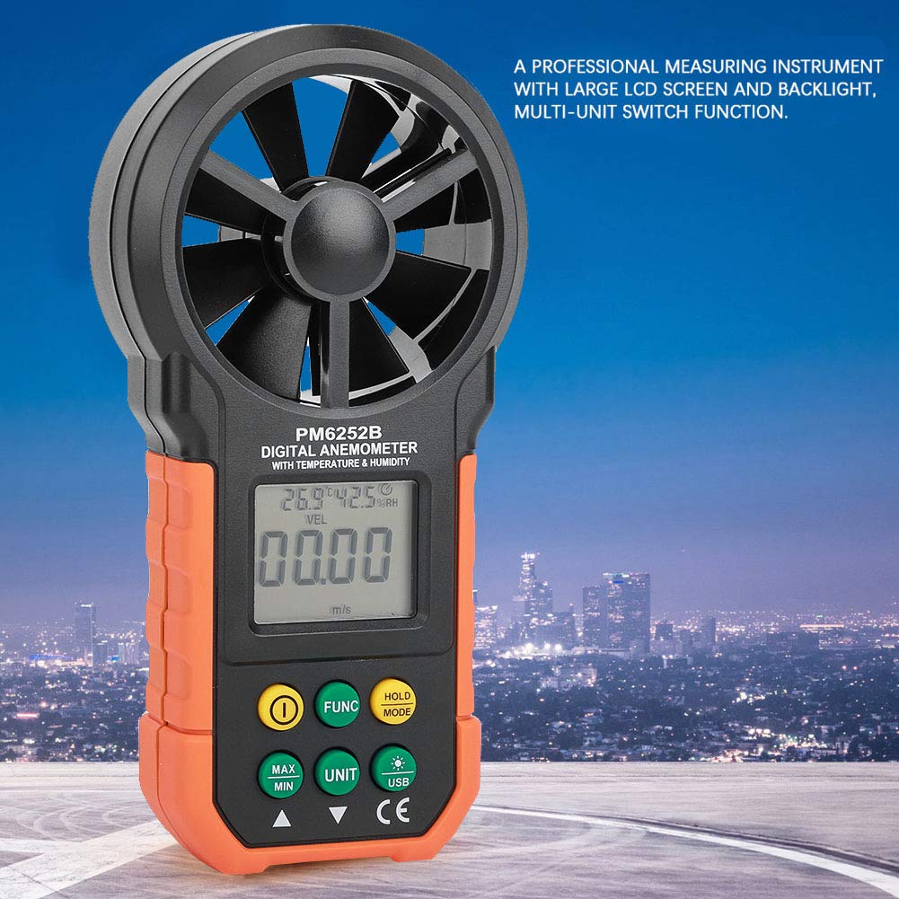 Anemomètre Numérique Portable PEAKMETER PM6252B avec une Jauge du Compteur de Vitesse de Vent Haute Précis