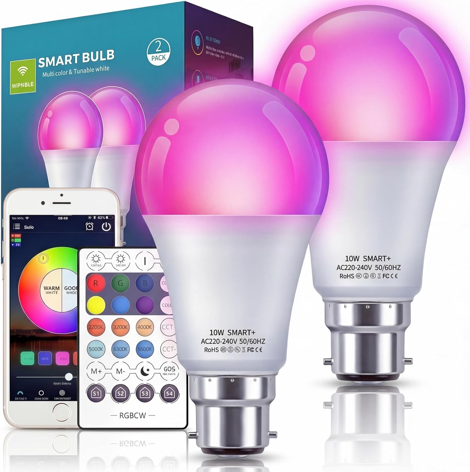 Smart Light Bulbs, Color Changing Light Bulbs Work w/Alexa Google Home ...