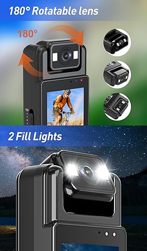 Miniatura 4 de Cámara corporal WiFi Mini cámara oculta con grabación de audio y video, lente giratoria de gran angular de 180, cámara espía de 1.3 pulgadas, cámara