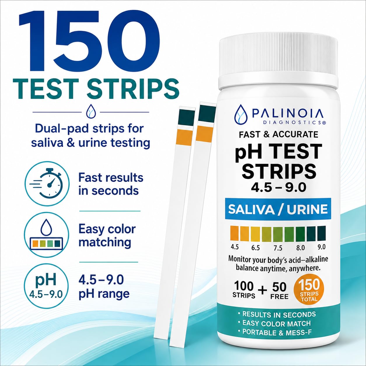 pH Test Strips - Urine & Saliva, 150 Count -6 pH Test Strips - Urine & Saliva, 150 Count -6